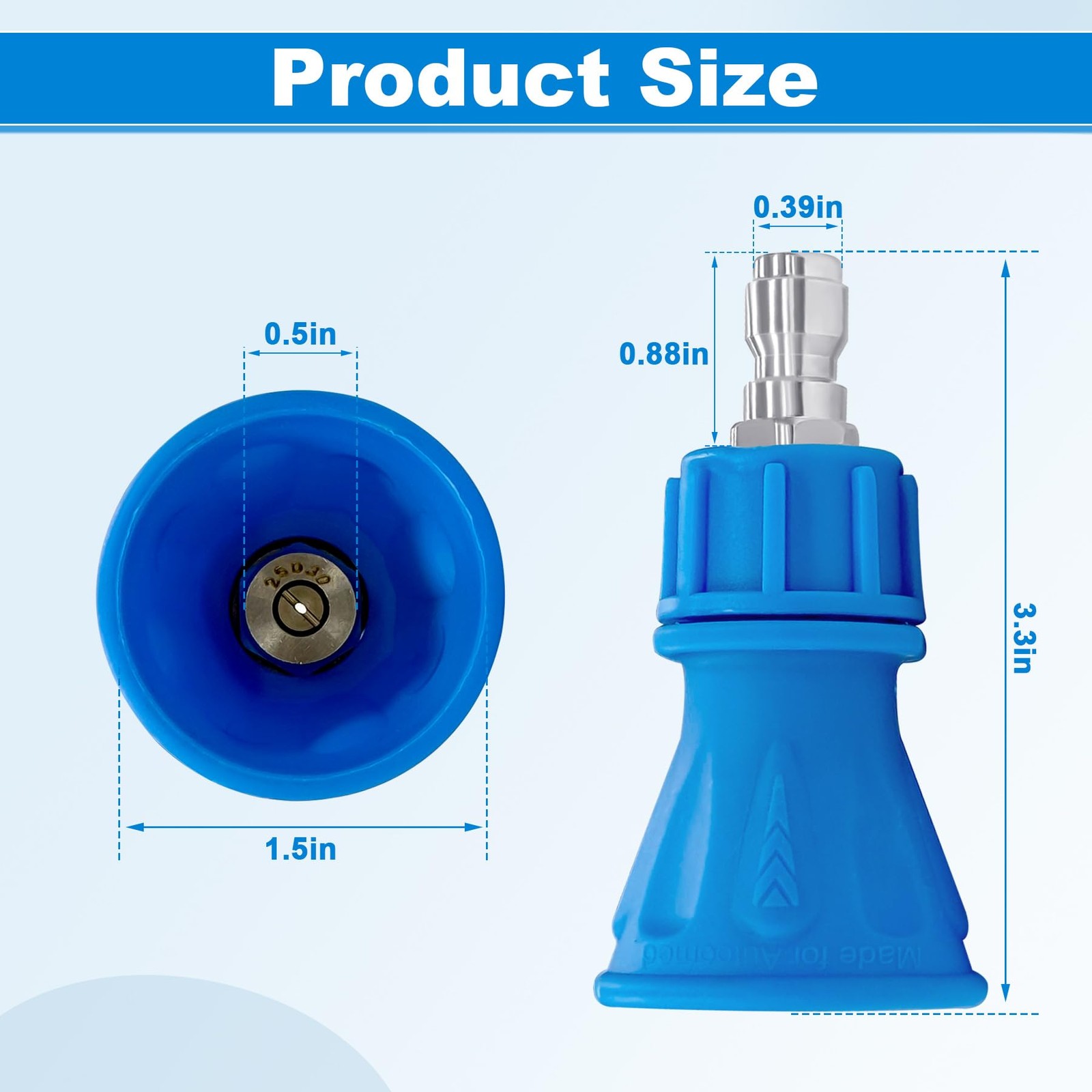 1PC 25 Degree Pressure Washer Nozzle Guard, 3.0 Orifice, 1/4 Quick Connect