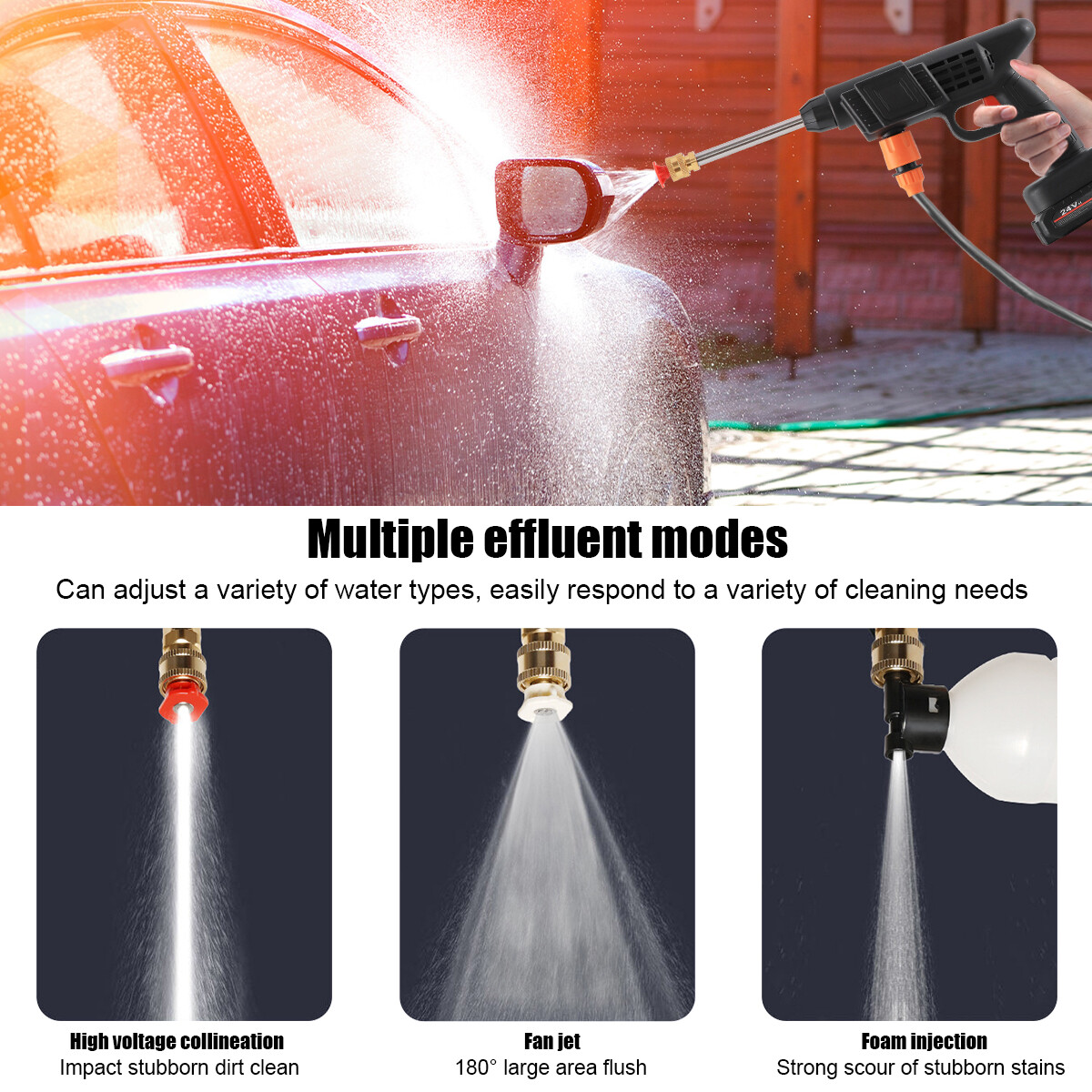 Portable Cordless Electric High Pressure Water Spray Gun Car Washer Yard Cleaner