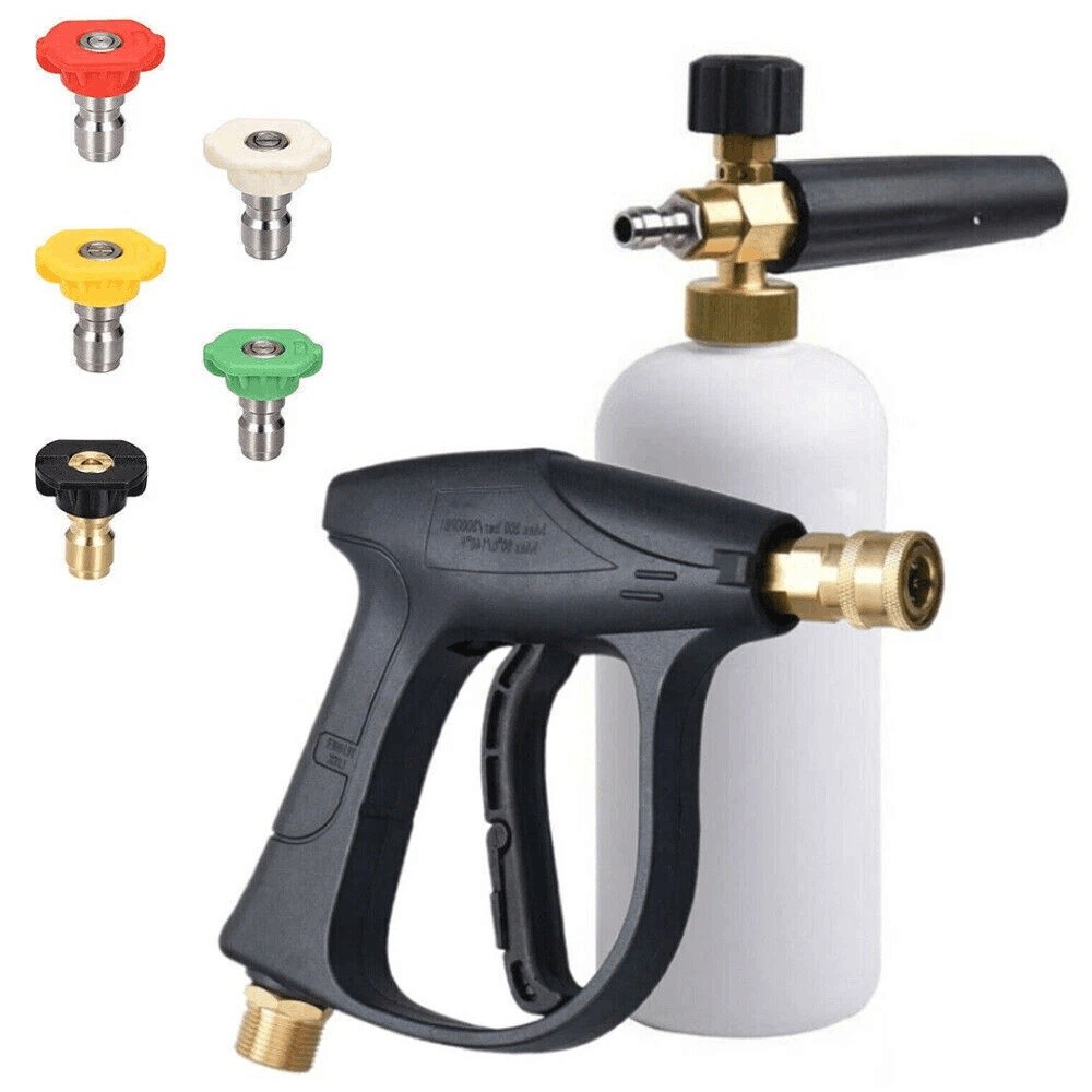 Snow Foam Lance Car Pressure Washer Gun Soap Cannon 1/4″ Spray Jet Bottle Kit US