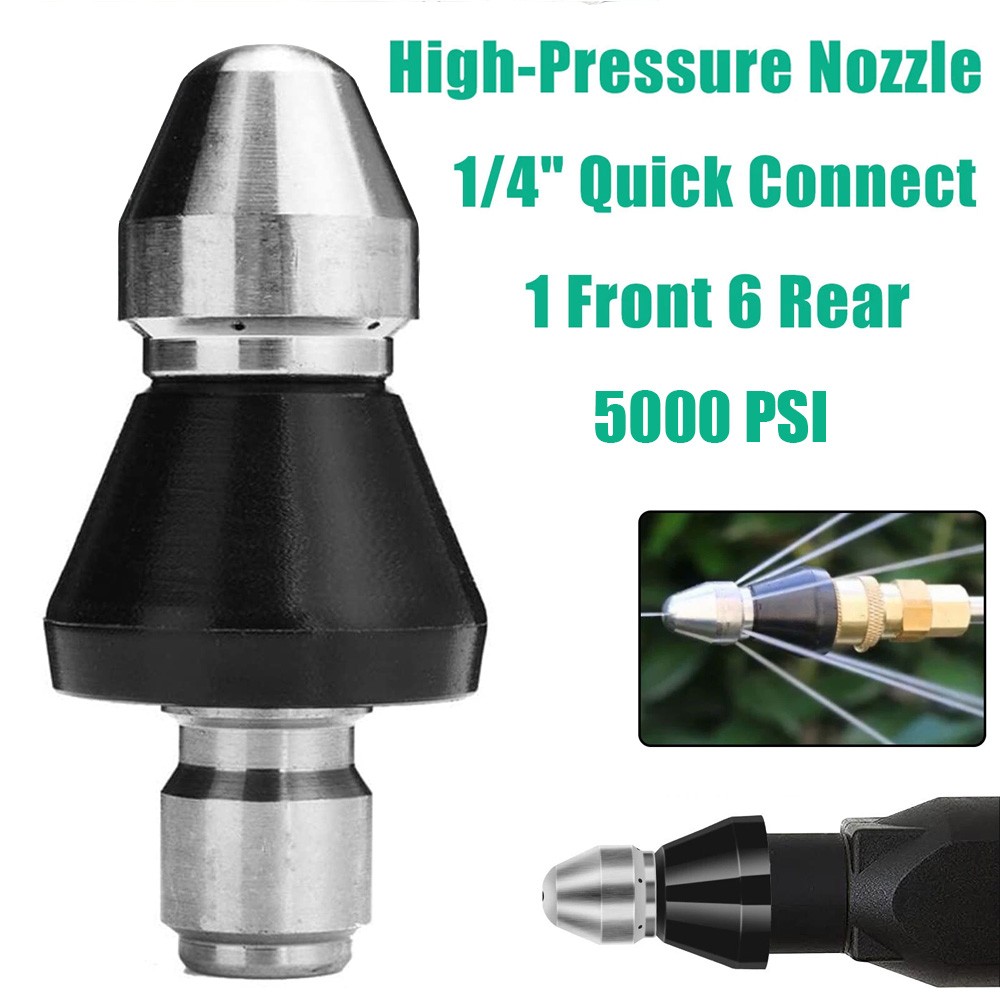 Sewer Cleaning Tool High-pressure Nozzle 5000psi Pipe Cleaner 1/4 Inch Connector