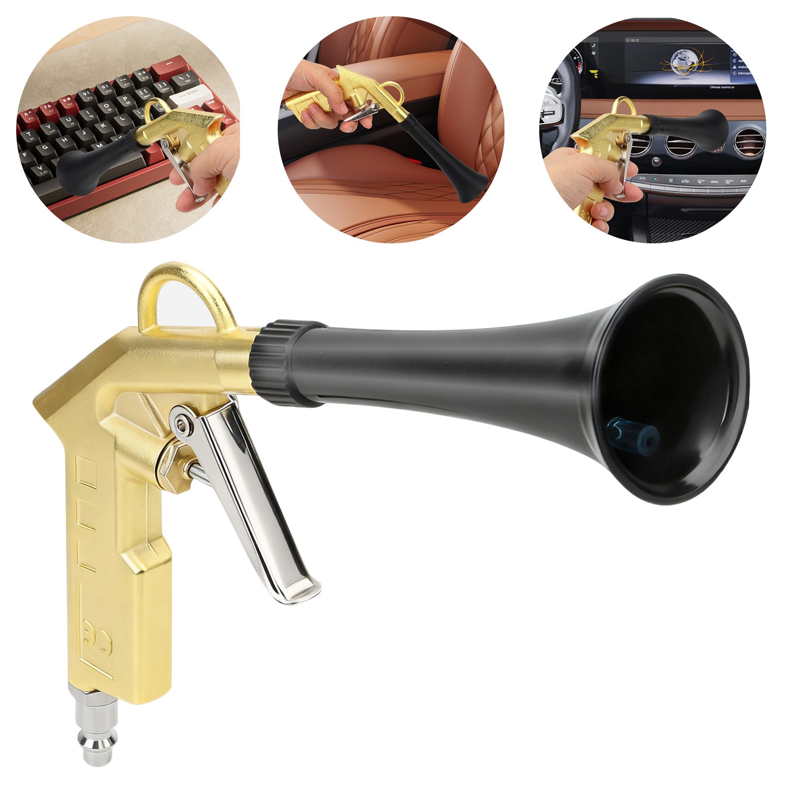 High-Pressure Car Interior Cleaning Gun 360° Rotating Tip 1/4″ Nozzle Vents Gaps