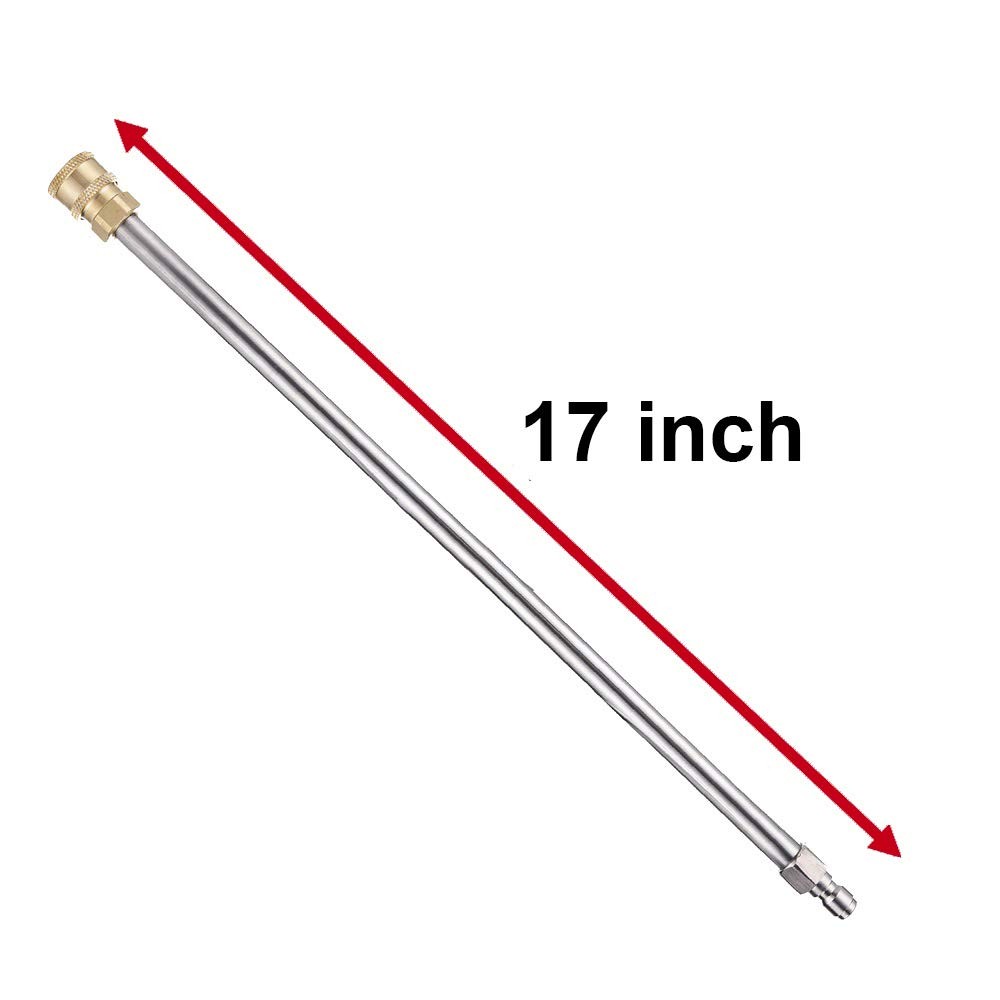 17 Inch Stainless Steel 1/4 Inch Male Female Pressure Washer Extension Wand Hose