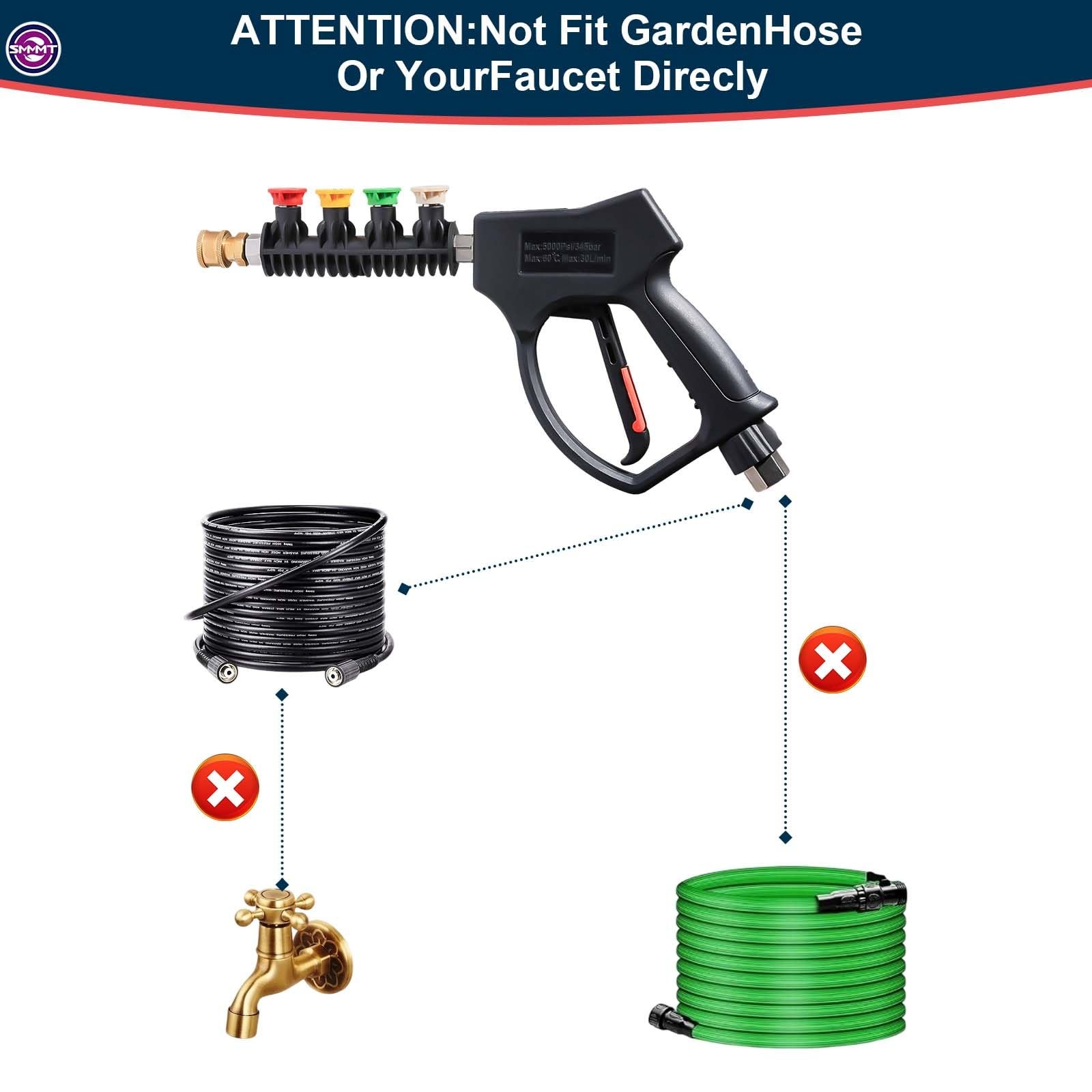 Short Pressure Washer Gun Swivel NPT 3/8 Inch Quick Connector M22 5000 PSI