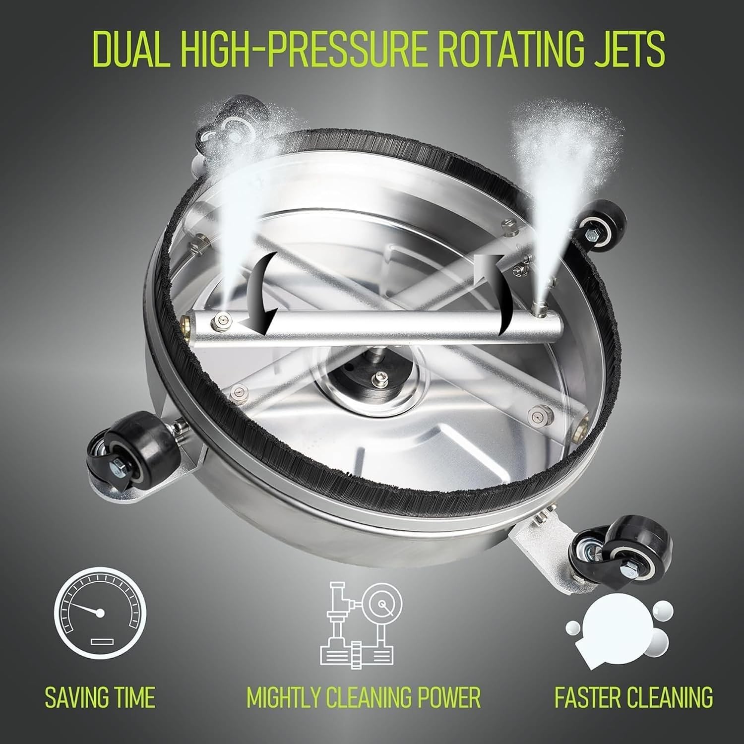 Effortless 14″ Surface Cleaner with 4 Wheels – Perfect for Patios & Driveways