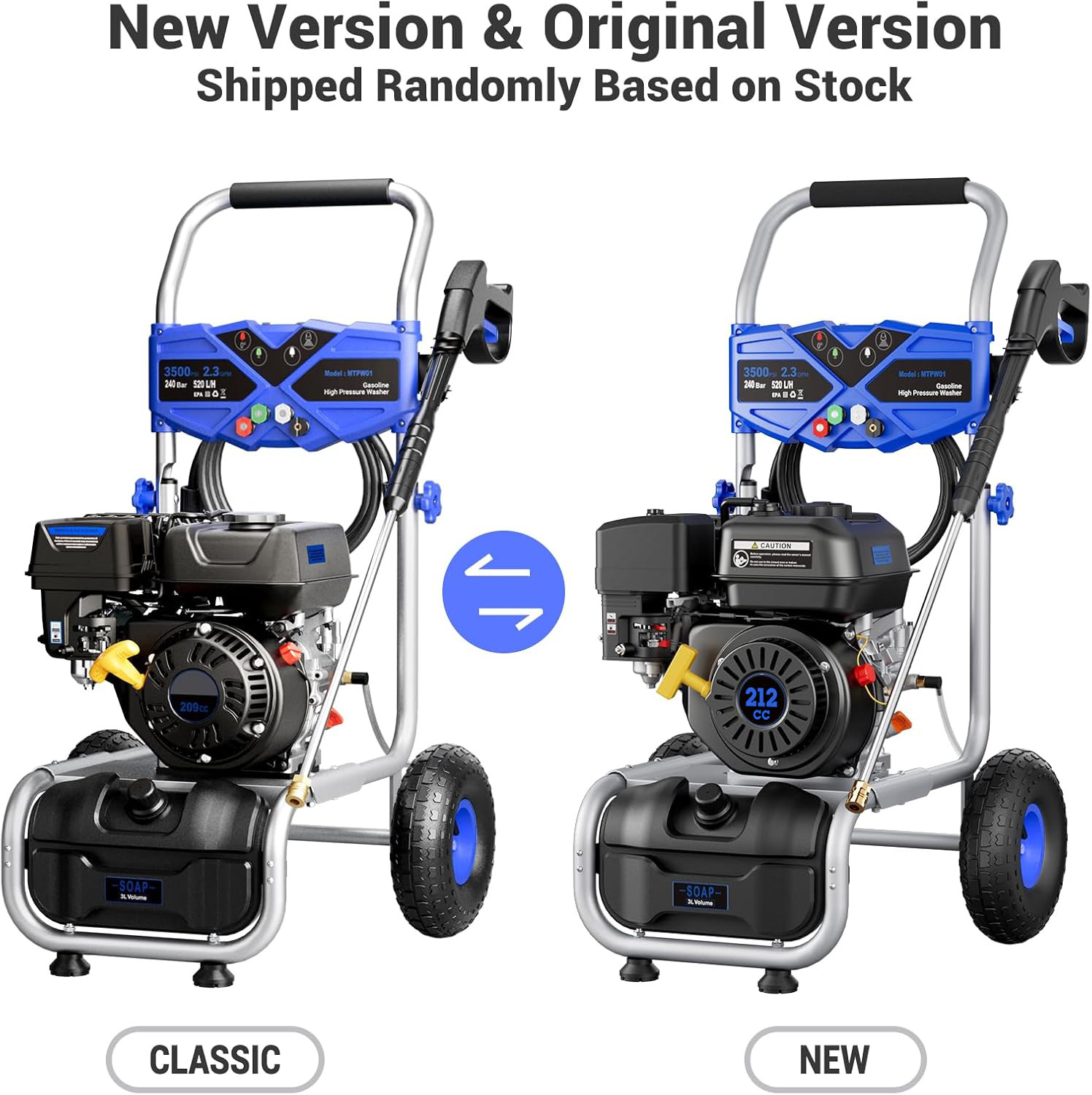 Efurden Gasoline Pressure Washer Cold Water 3500 PSI 2.3 GPM 209cc 4 Nozzles