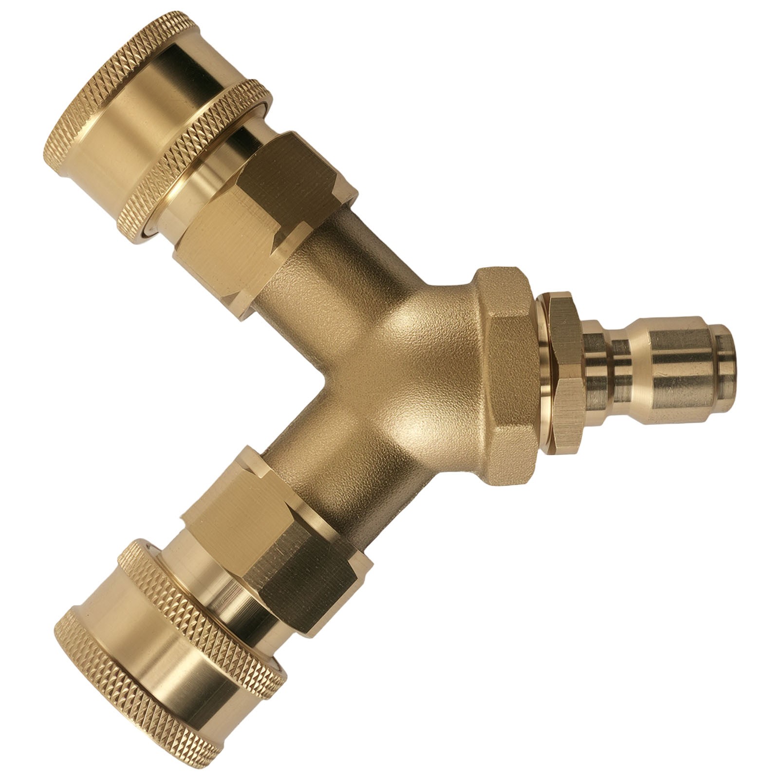 Brass Adapter Pressure Washer Tee Y-Shape Dual Gun 3/8” Quick Connect 5000 PSI