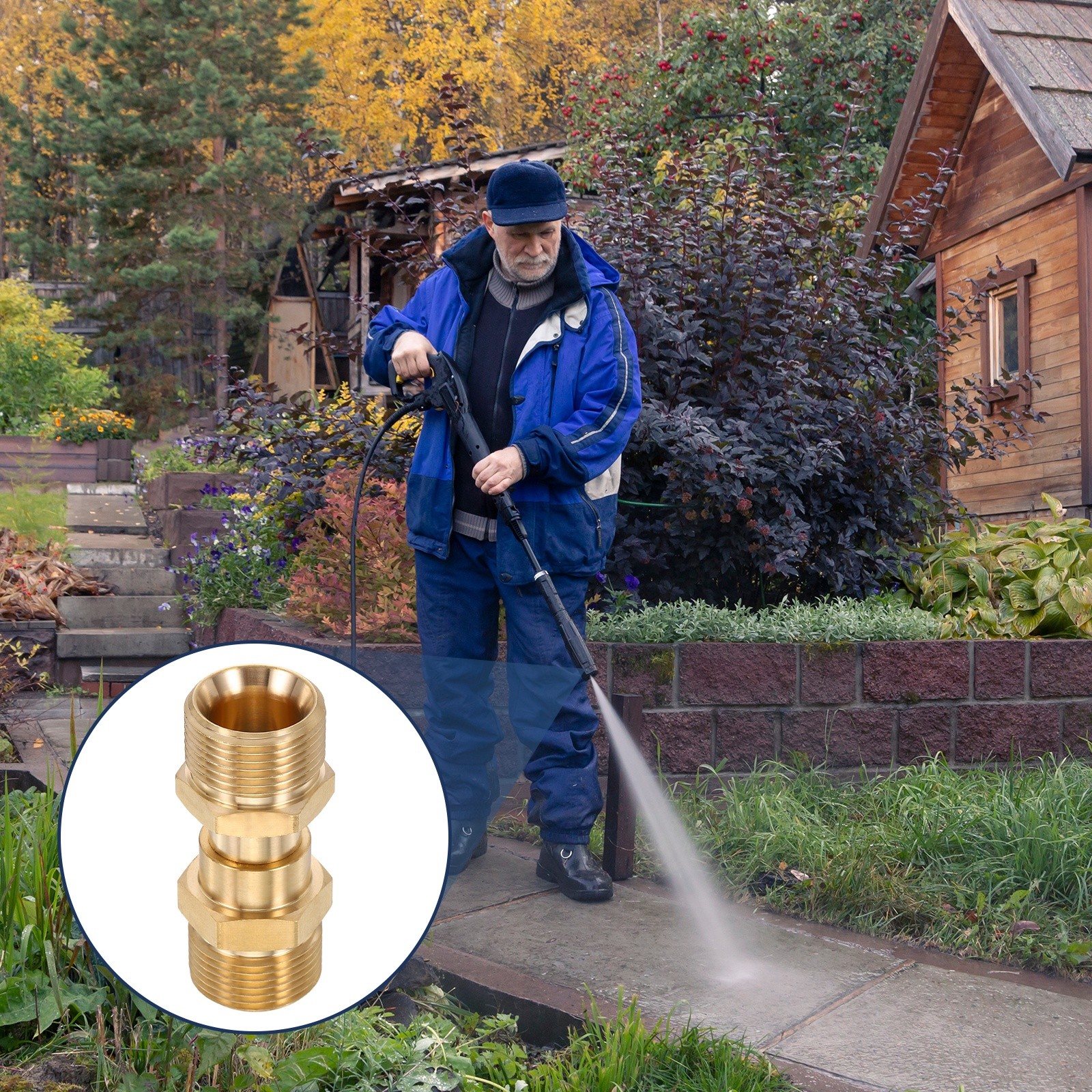 M22 14mm Male to M22 14mm Male 55mm Brass Fitting Pressure Washer Adapter w Tape