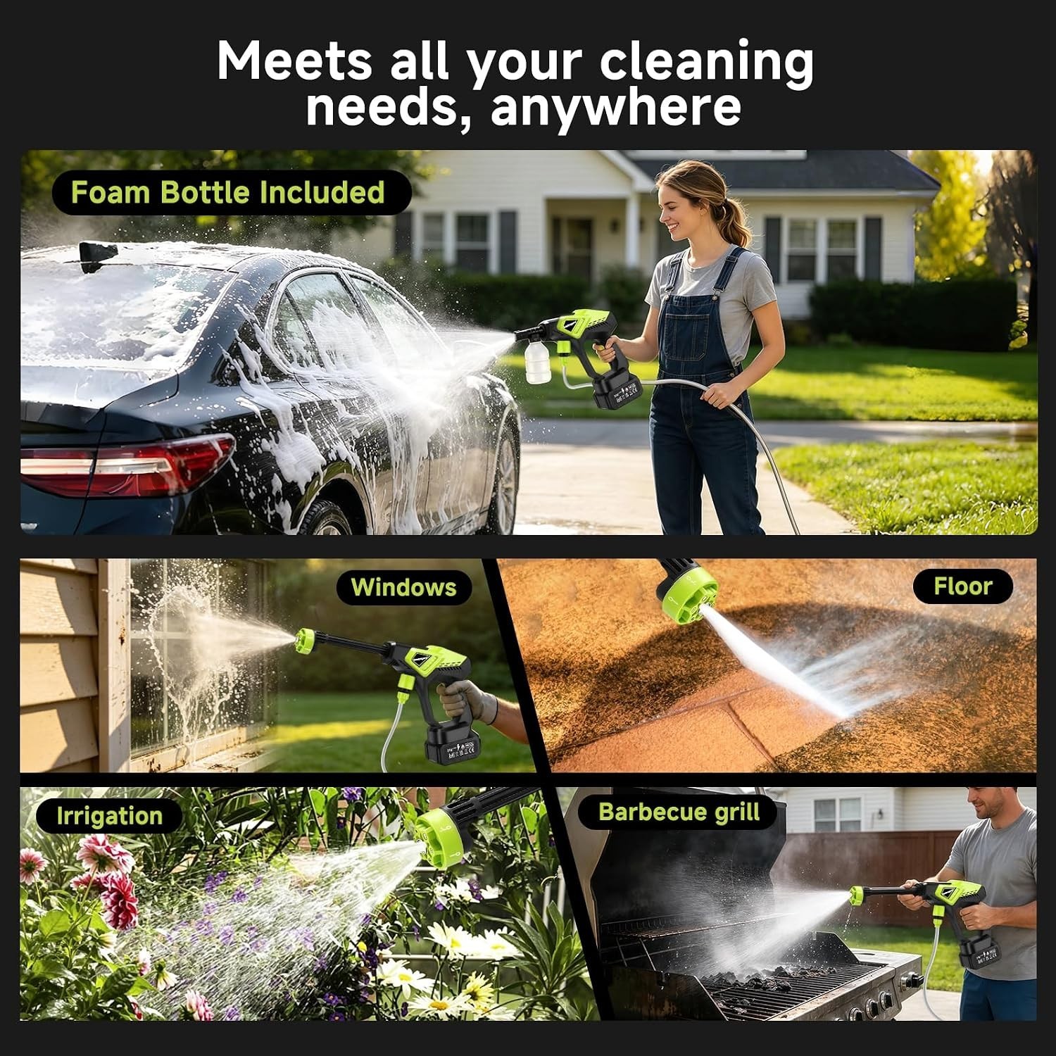 Cordless Portable Washer Battery Operated, 800 PSI Portable Handheld Washer 16ft