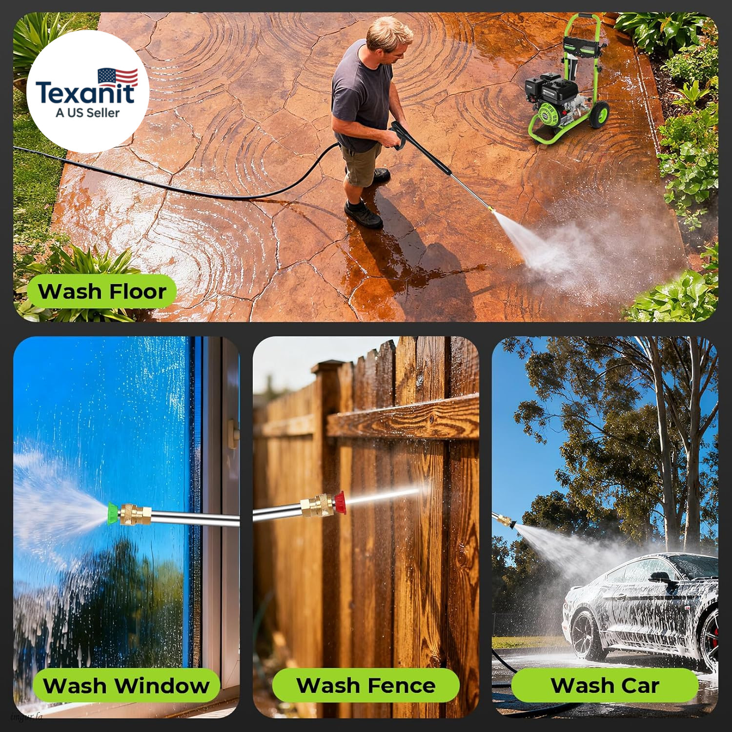 Professional 4200PSI 4GPM 212CC Gas Exterior Cleaner, 7.0HP Commercial Washing M