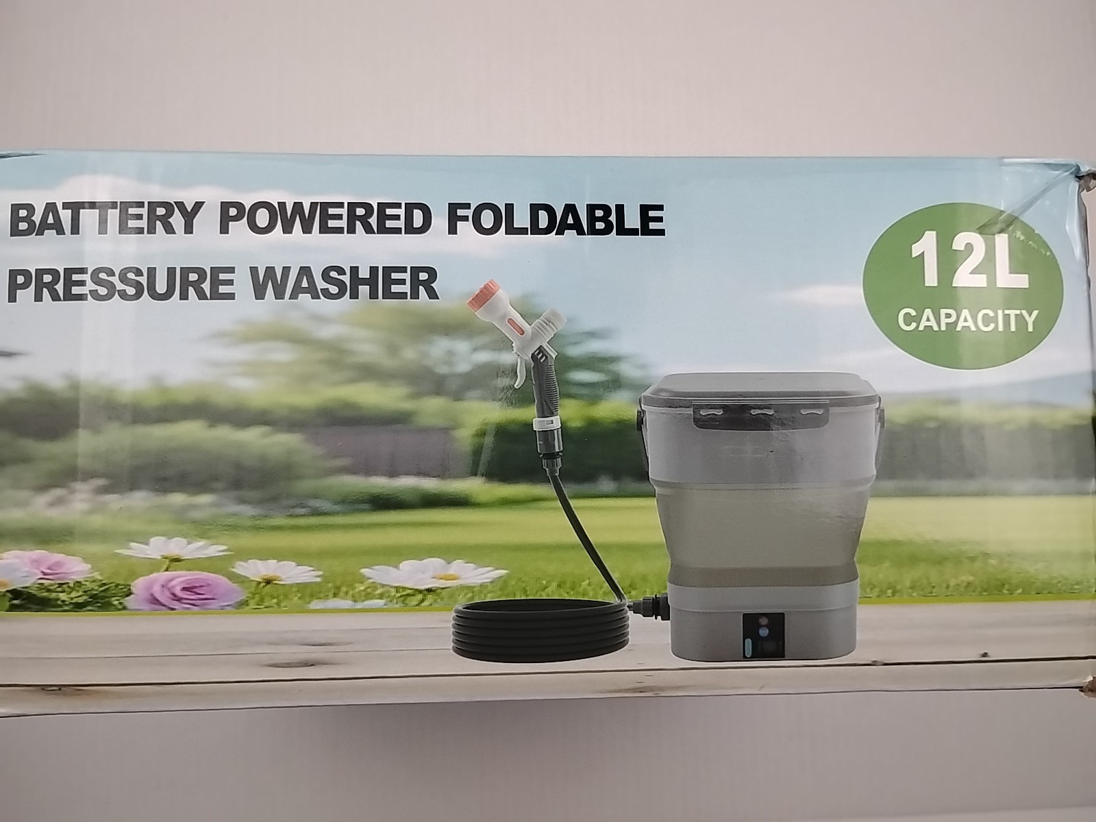 Foldable Electric Pressure Washer with 3.2 Gal Tank Cordless Power Wsher.