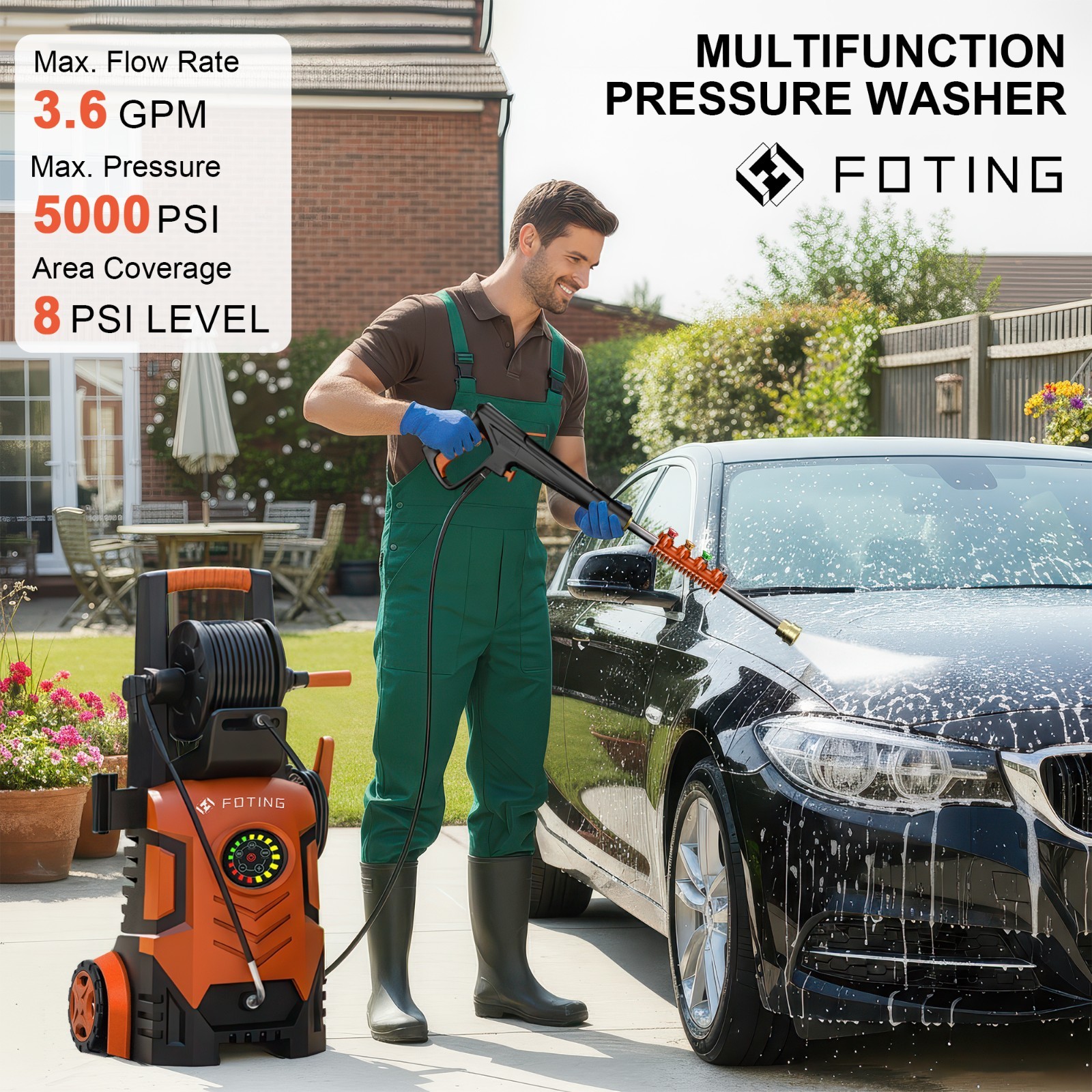 2026new Pressure Washer 5000PSI 2.4GPM-3.6GPM with Adj-8-Level Touch Screen