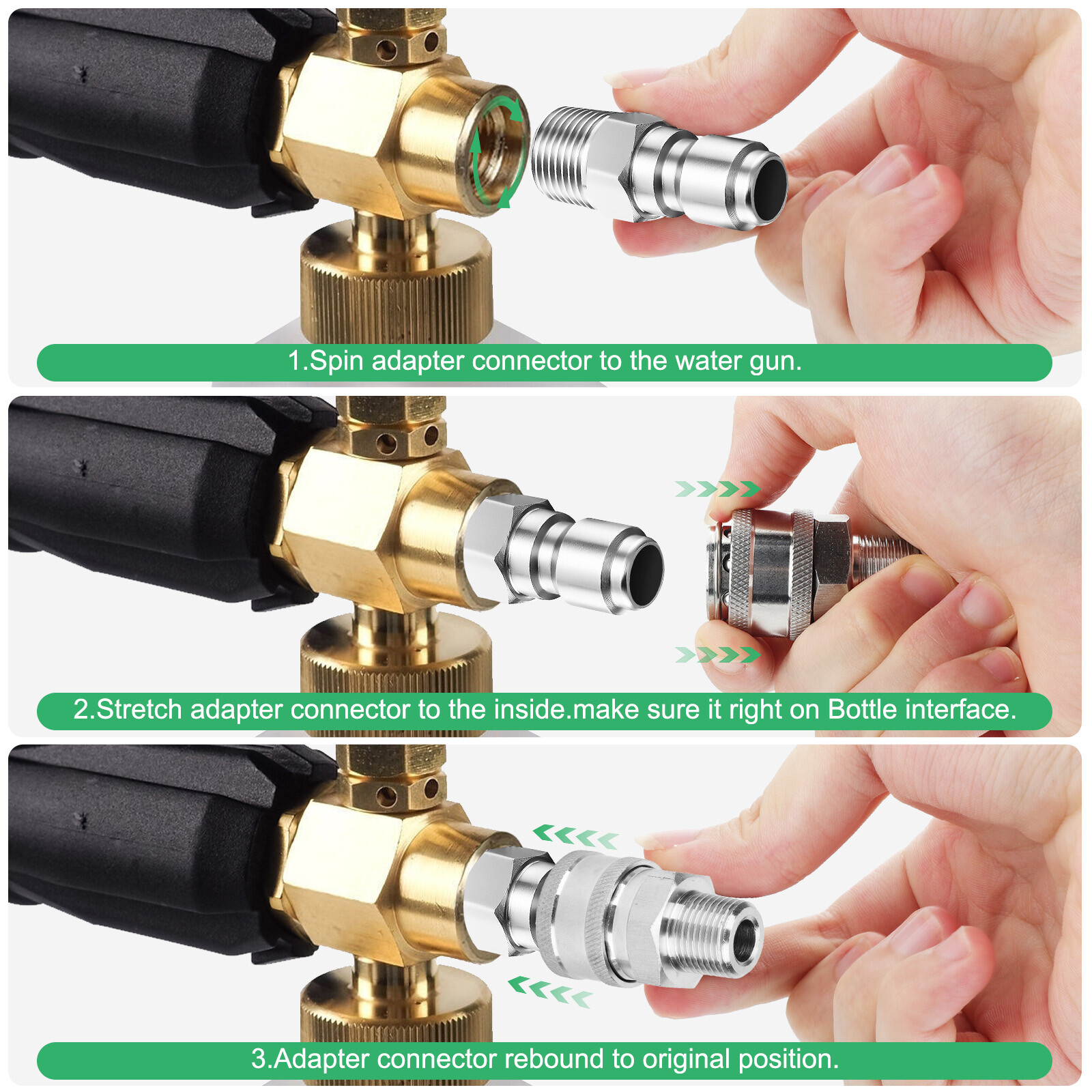 3/8inch Thread Fitting Pressure Washer Quick Connect Stainless Steel Adapter Set