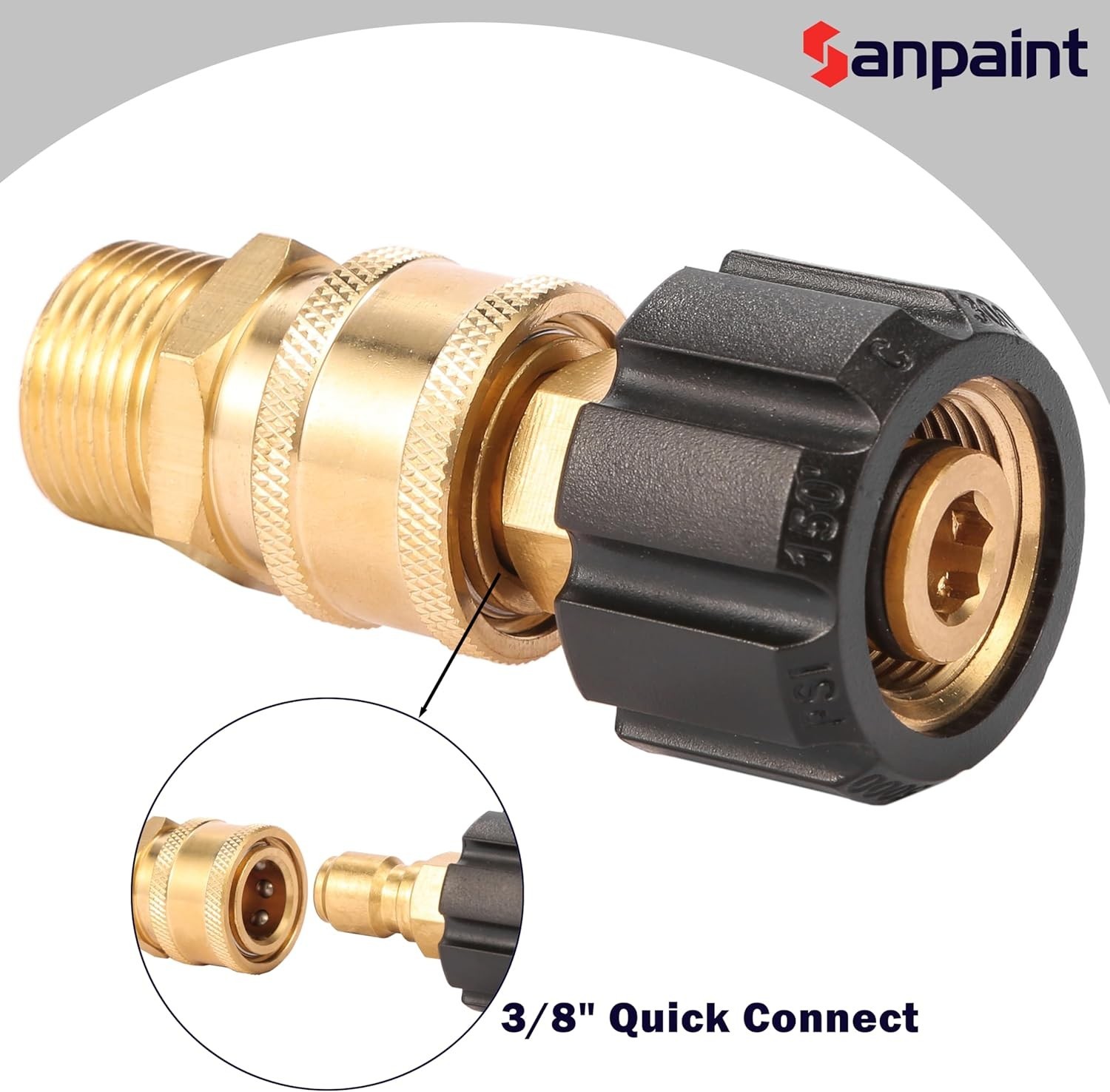 Pressure Washer Quick Connect Fittings, Quick Connect Kit M22 14mm to 3/8 Inc…