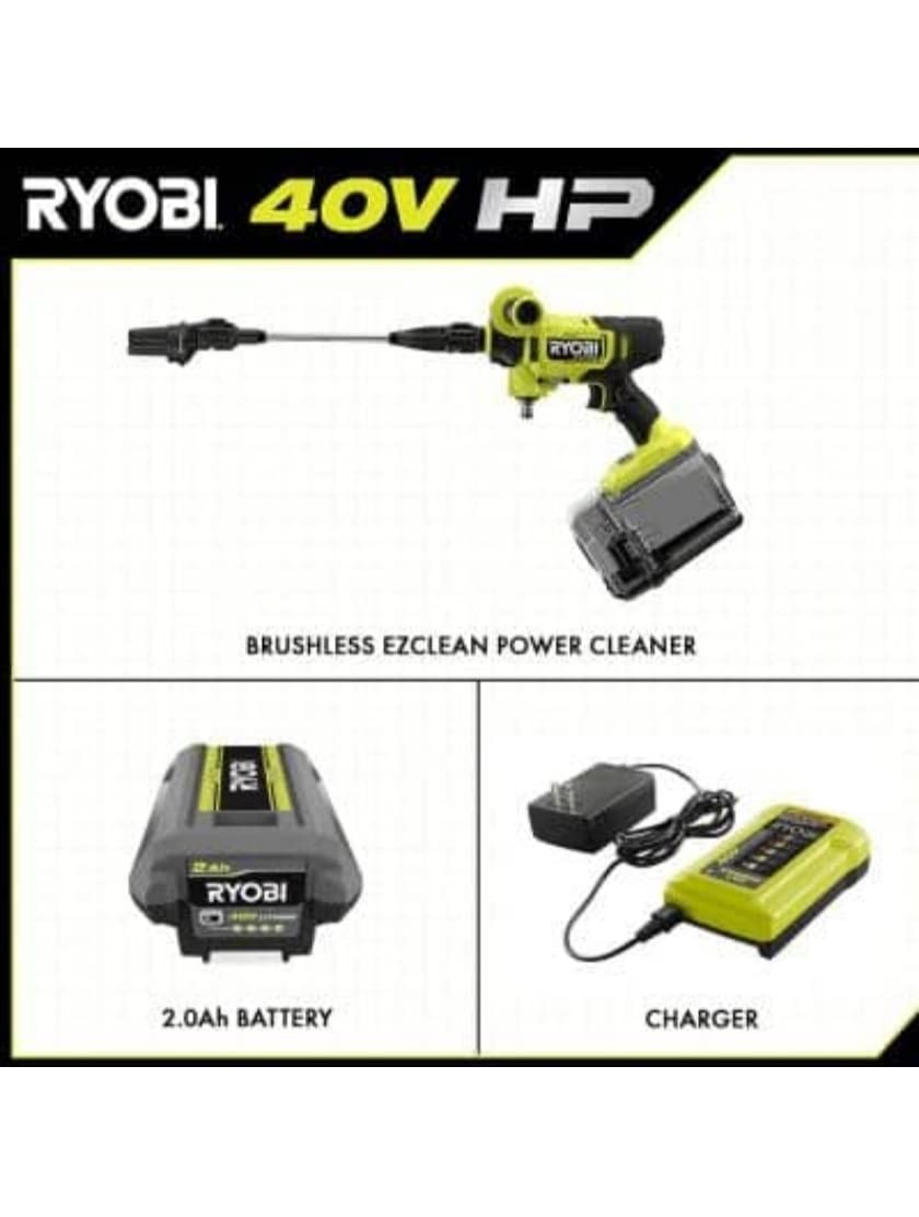 RYOBI 40-Volt Brushless 600 PSI Cold Water Power Cleaner 2.0 Battery & Charger