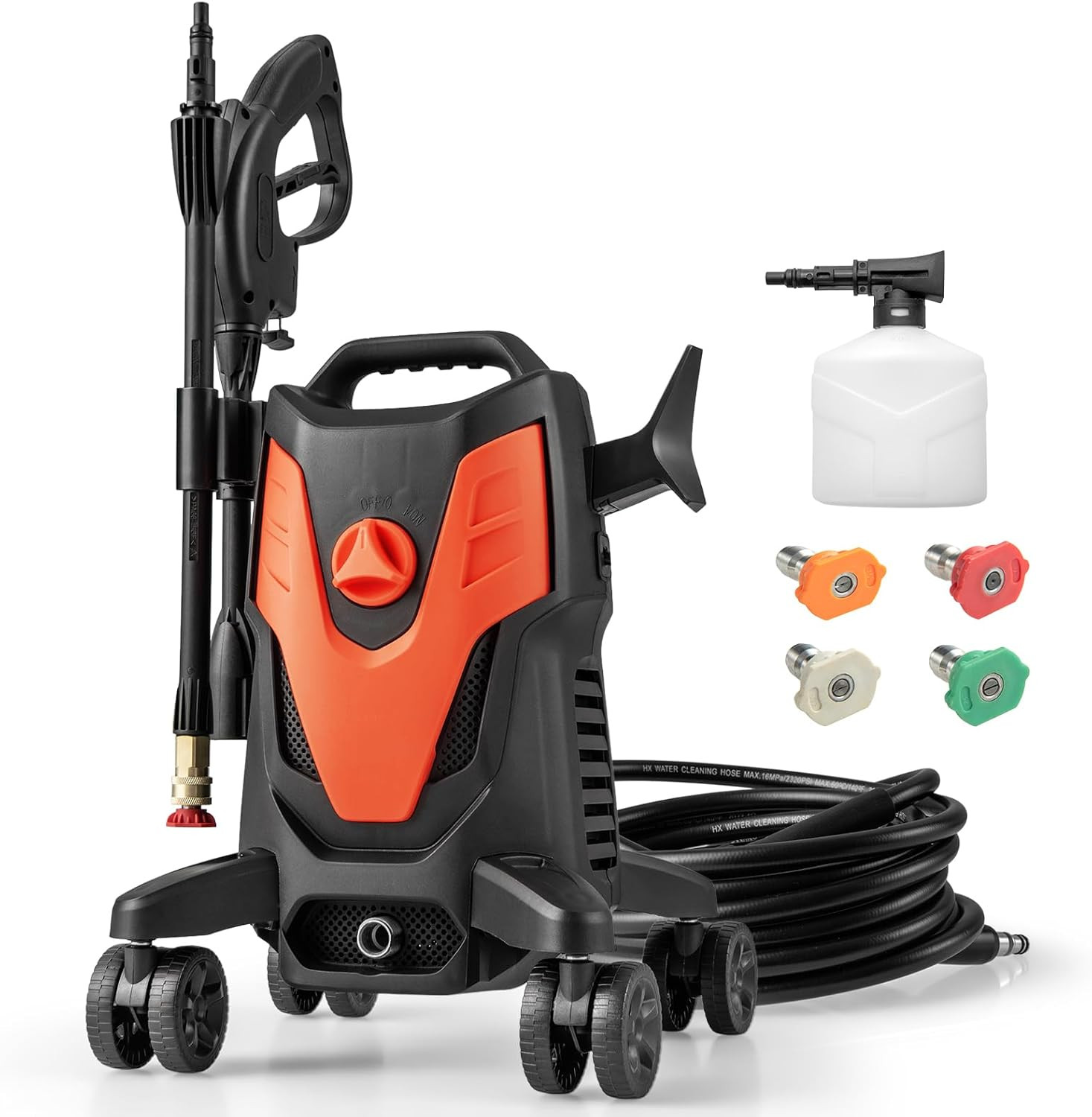 Electric Pressure Washer with 4 Universal Wheels, 2400 PSI High Pressure Cleaner