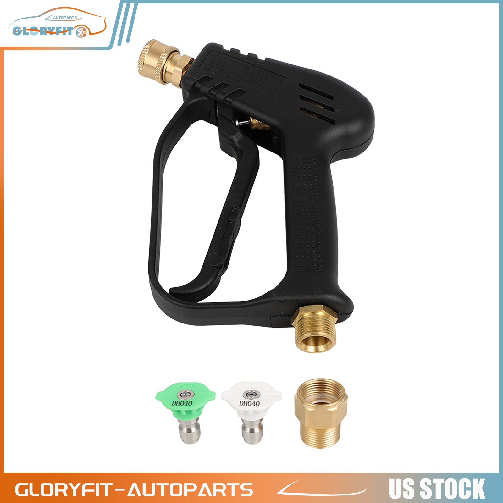 Short Pressure Washer Gun w/M22-14mm Inlet Stubby High Pressure Handle Gun New