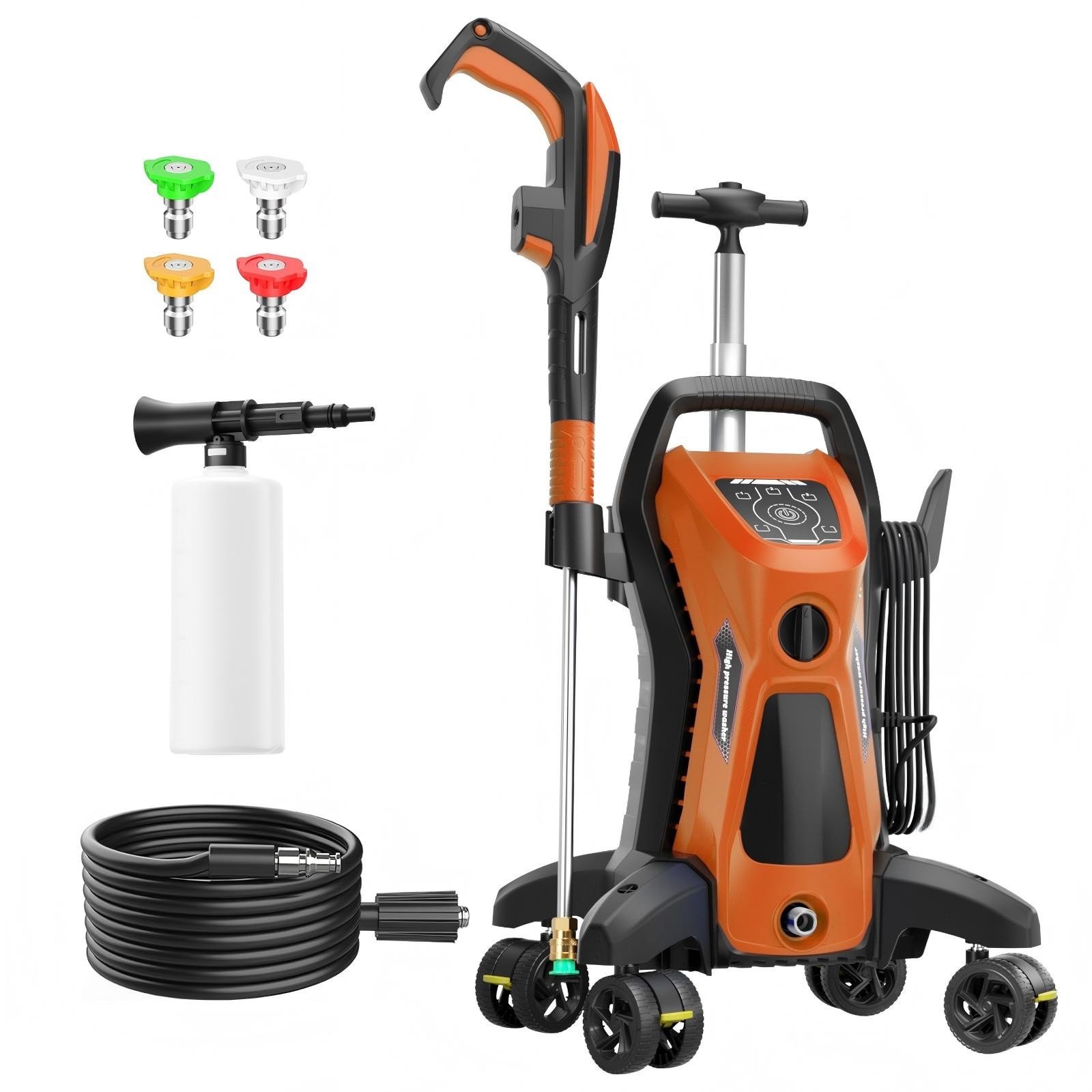 Pressure Washer 4500PSI 3.9GPM, 15-Level Touch, 4 Wheels, 4 Nozzles, for Car