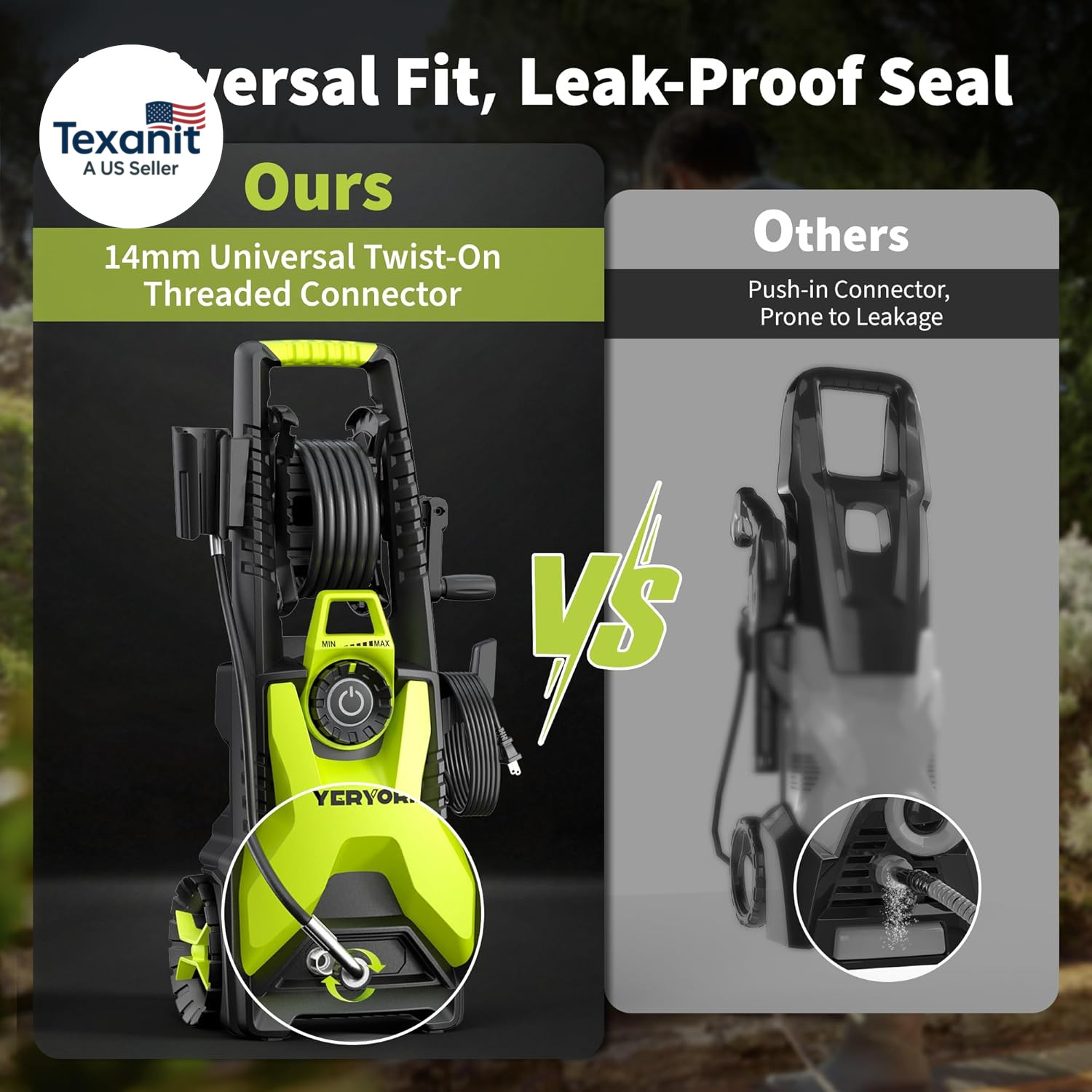 Adjustable 3000 PSI Pressure Washer,2.5 Max GPM Power Washer with 33 FT Retracta