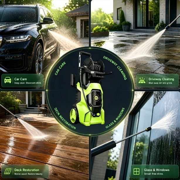 Pressure Washer 4500PSI 3.0GPM, 15-Level Touch Control, Foam Cannon, for Patio
