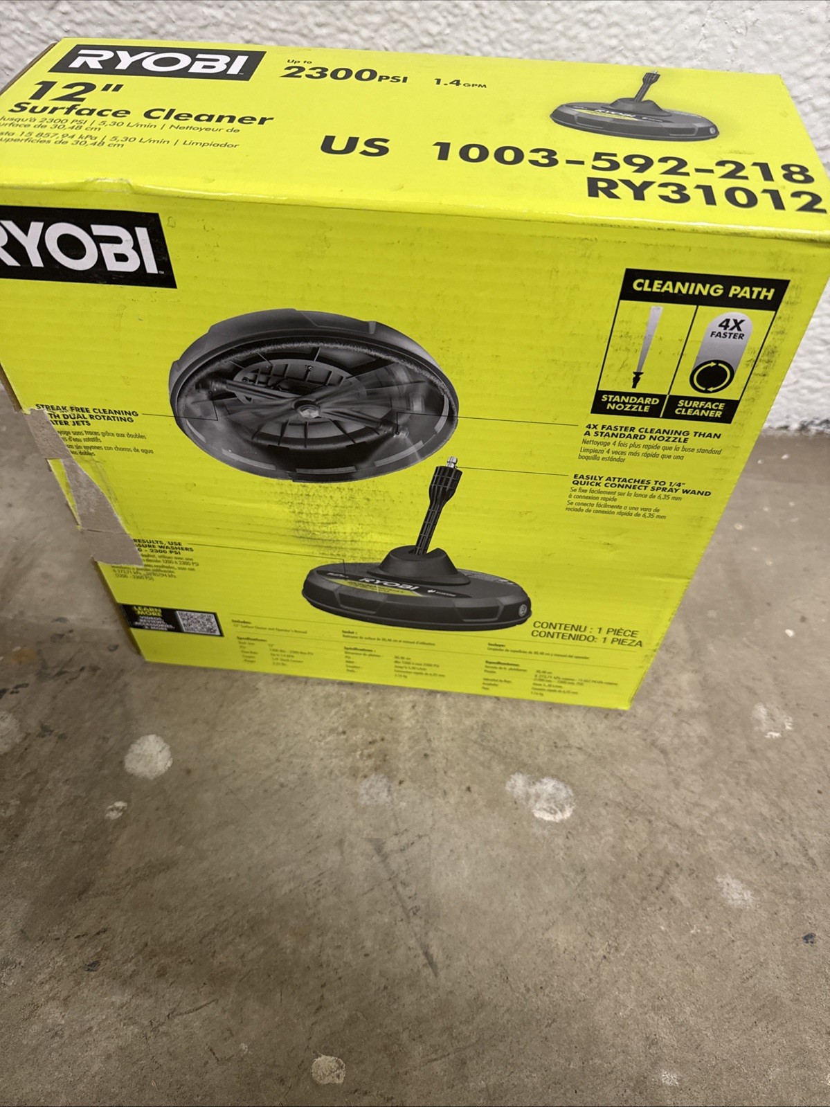RYOBI 12 in. 2,300 PSI Electric Pressure Washers Surface Cleaner RY31012