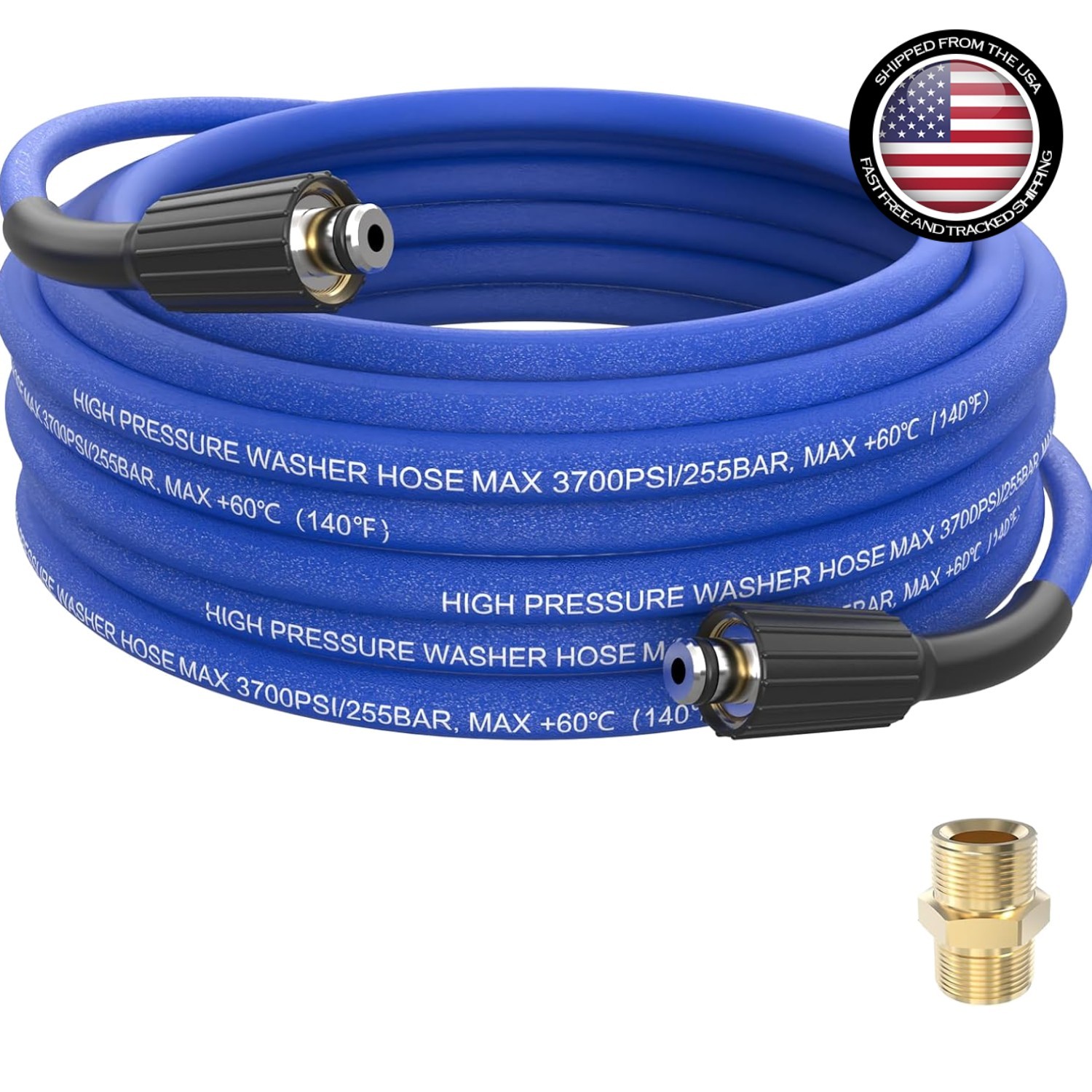 25 FT Pressure Washer Hose – 3700 PSI Super Flexible & Kink-Resistant Design