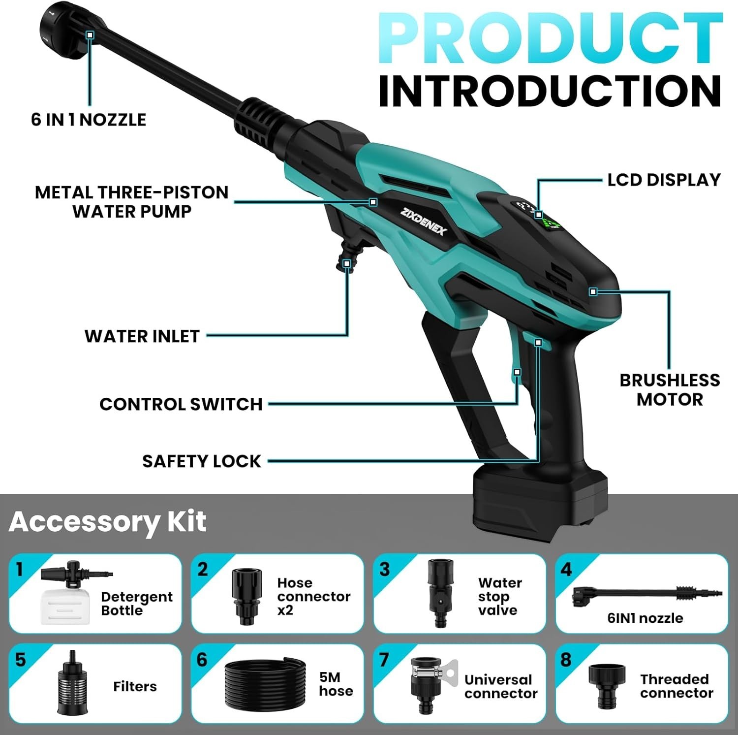 Cordless Power Washer for Makita 18V Battery, Portable Handheld Pressure Washer