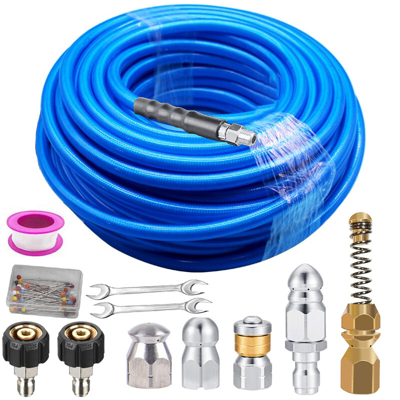50/100/200FT 1/4″M-NPT Drain Cleaning Hose Sewer Jetter Nozzles-Pressure Washer