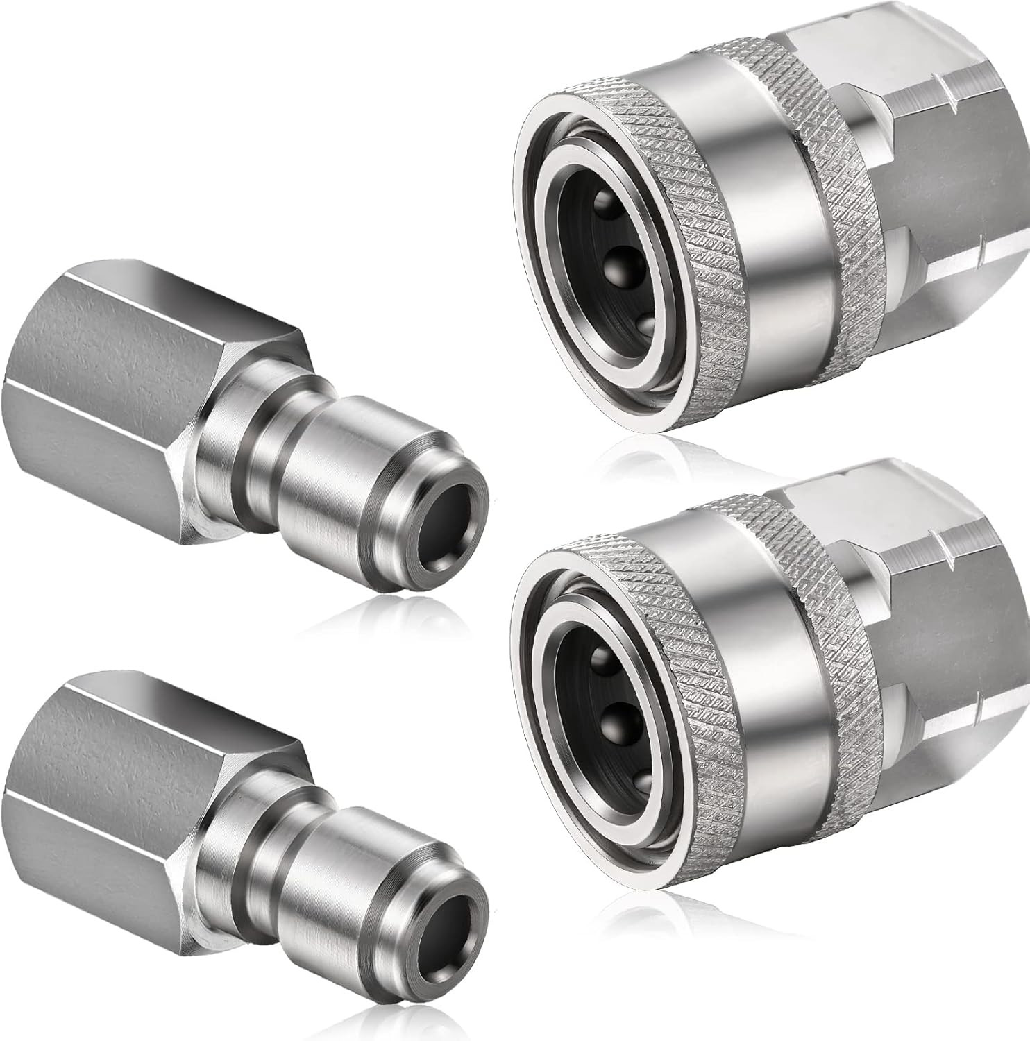 Shimeyao 2 Sets NPT 1/4 Inch Pressure Washer Coupler Quick Connect Plug Male Fem