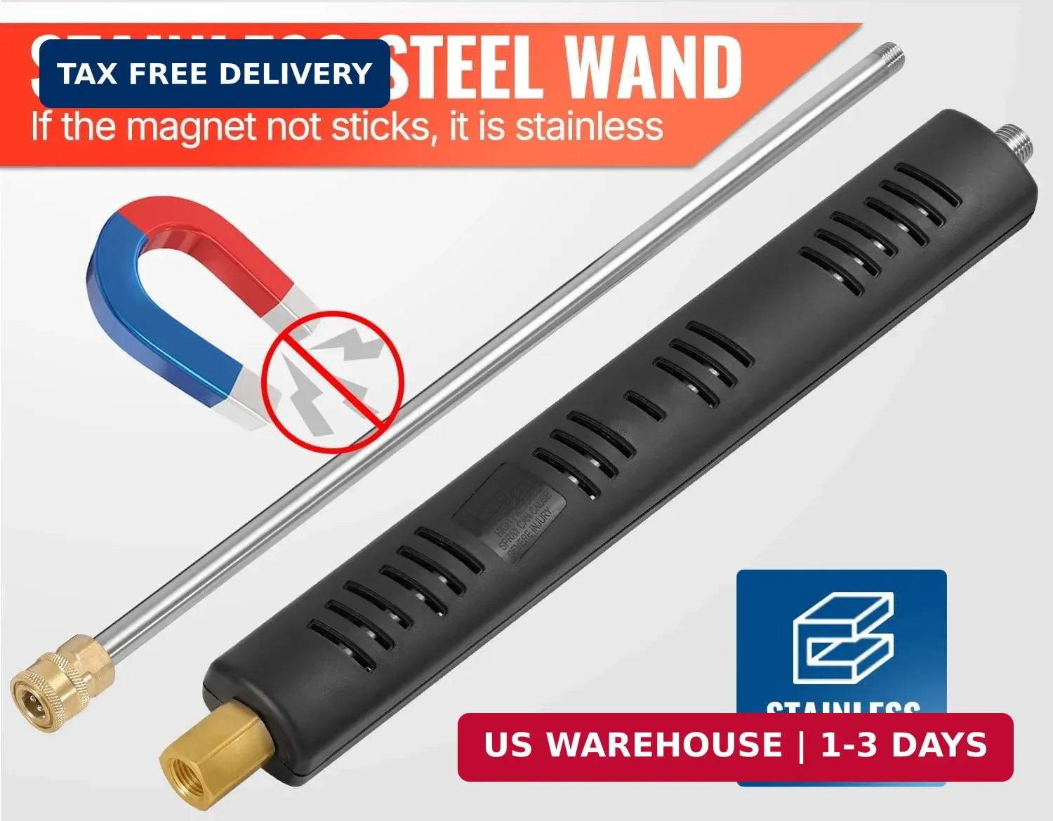 YAMATIC Pressure Washer Gun Wand with Swivel 3/8″ Plug & M22 Coupler, Stainless