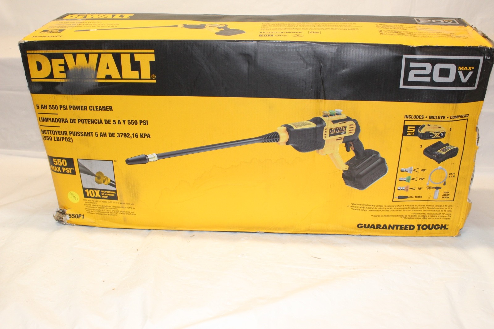 [NEW] (DCPW550P1) DEWALT 20V MAX* 550 PSI Cordless Power Cleaner Kit P12