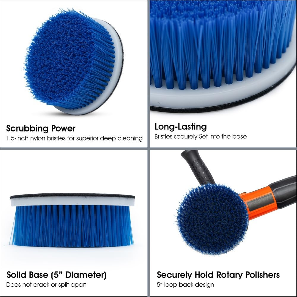 Nanoskin 5″ Carpet & Upholstery Rotary Brush with 1.5-Inch Bristle – 5″, Blue