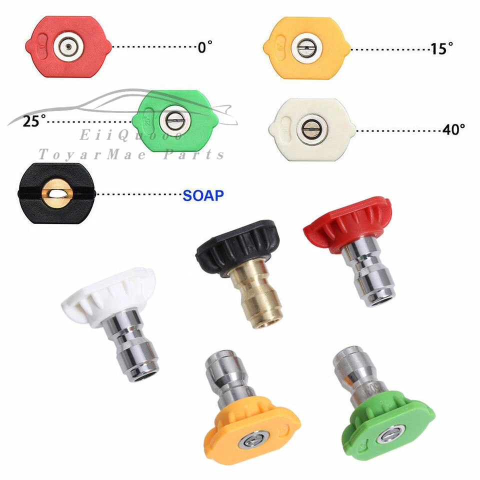 5PCS High Pressure Washer Spray Nozzle Tips Set 1/4″ Quick Connect Kit
