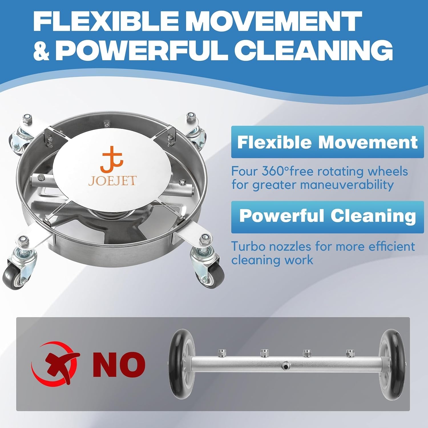 14-Inch Undercarriage Pressure Washer Attachment with 360° Mobility & 4000 PSI
