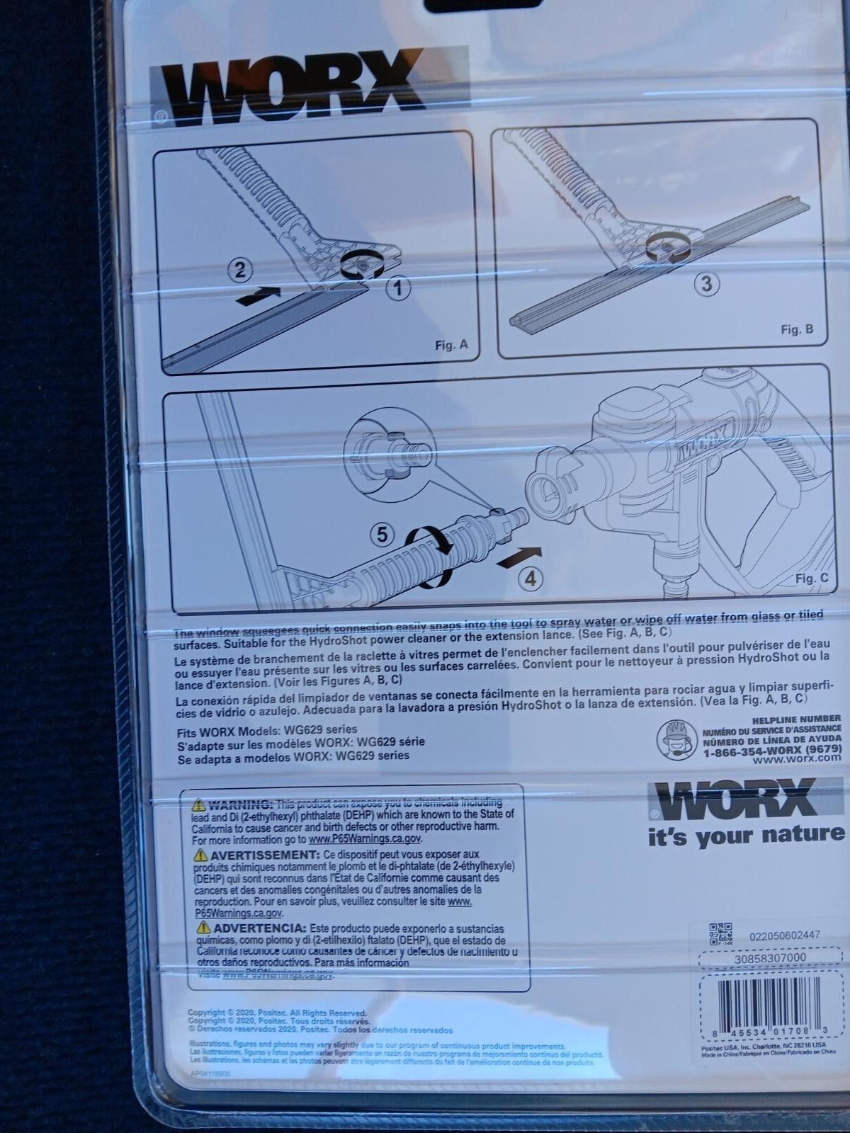 WORX Hydroshot Window Squeegee and Water Sprayer WA4050 12″ Black
