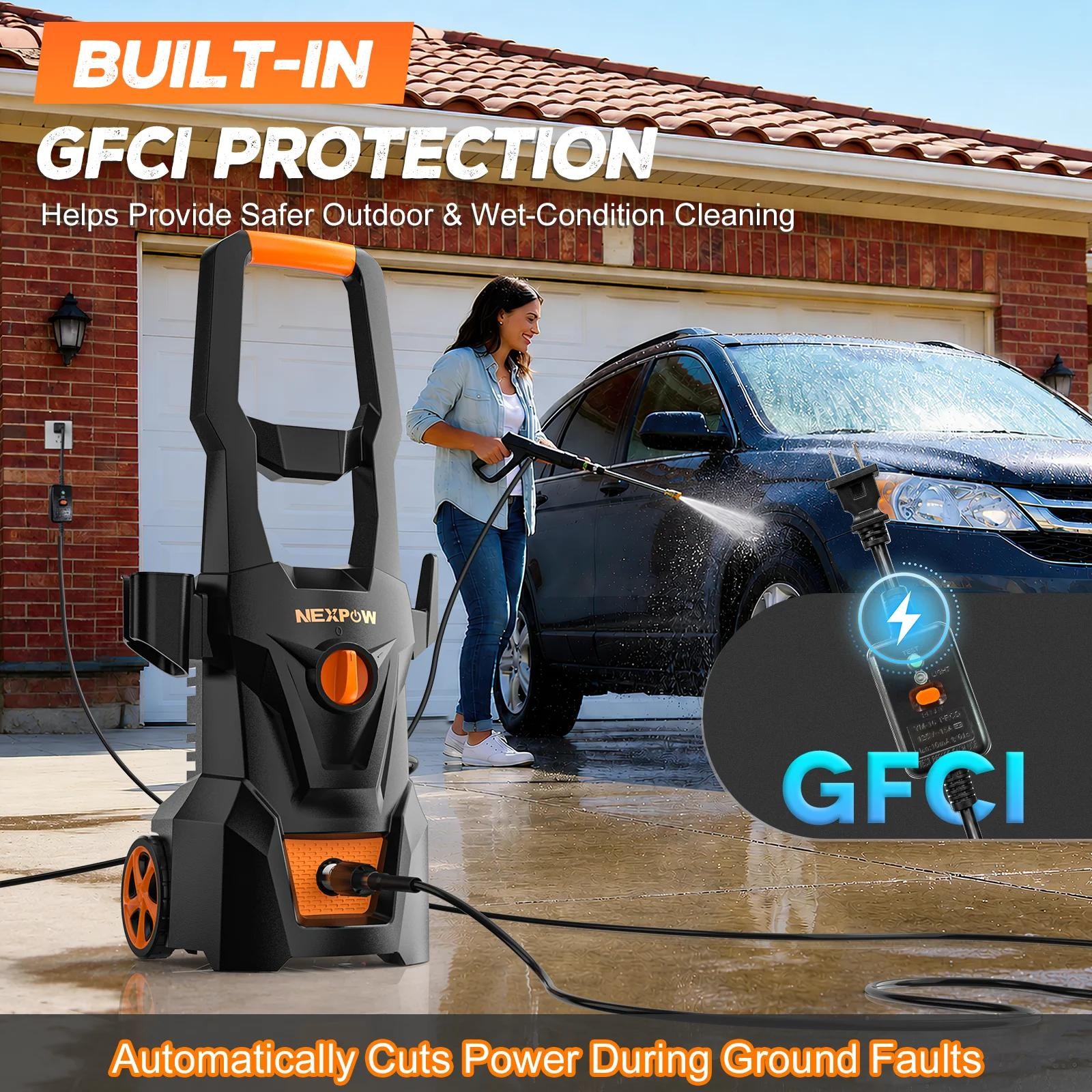 Electric Pressure Washer 4000 Max PSI 2.6 GPM Foam Cannon 4 Quick Nozzles 30FT H
