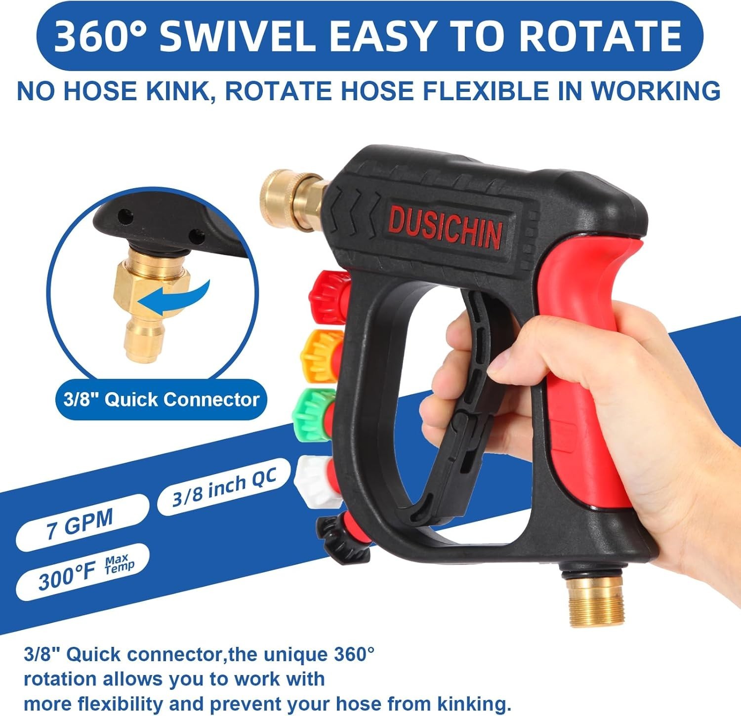 Durable Brass Pressure Washer Wand with 5 Nozzle Options for Ultimate Clean