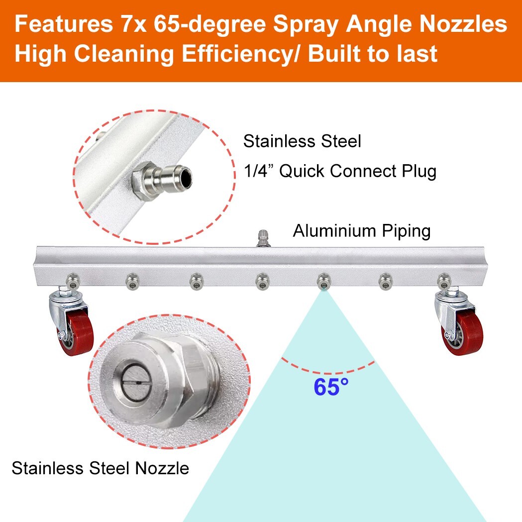 25.6″ Pressure Washer Surface Cleaner Water Broom Undercarrige Car Clean Brush