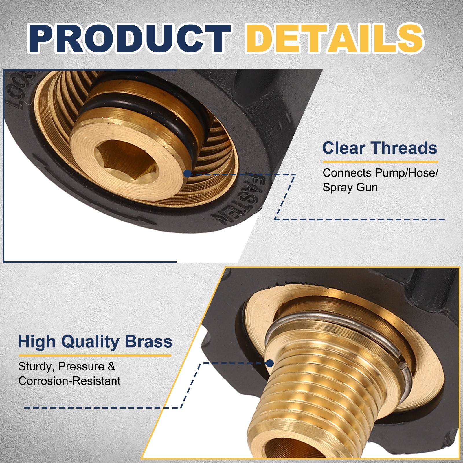 Pressure Washer Adapter, M22 14mm Female to G1/4″ Male 36mm Brass Fittings