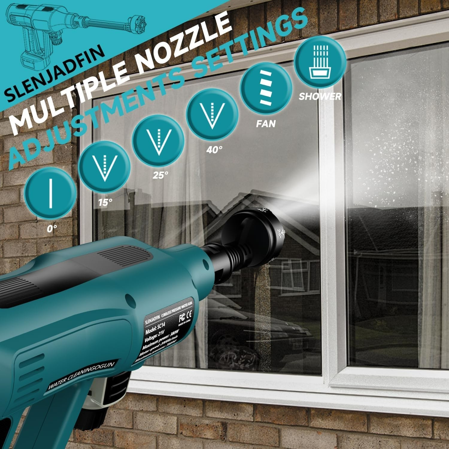 Cordless Pressure Washer for Makita 18V Battery Brushless 6-in-1 Nozzle Tool