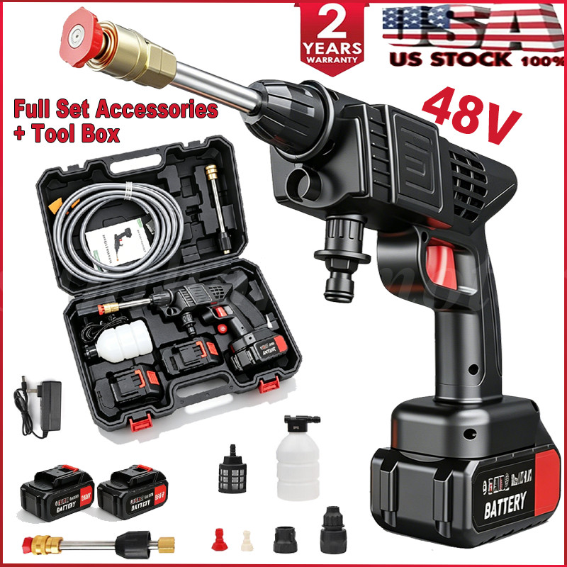 Portable Cordless Electric High Pressure Water Spray Gun Car Washer Tool + Box