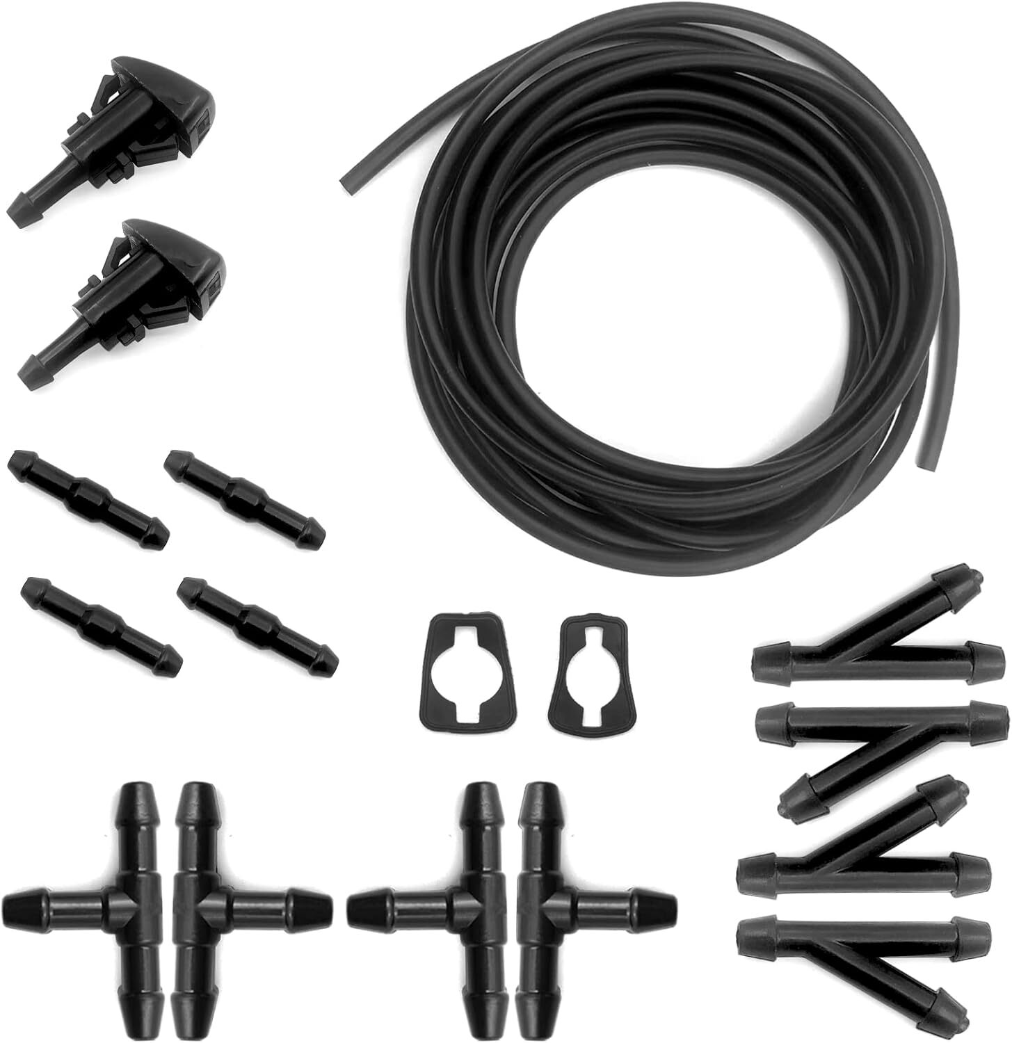 Windshield Washer Nozzles Hose Kit-5M Washer Fluid Hose 12 Pcs Hose Connectors..