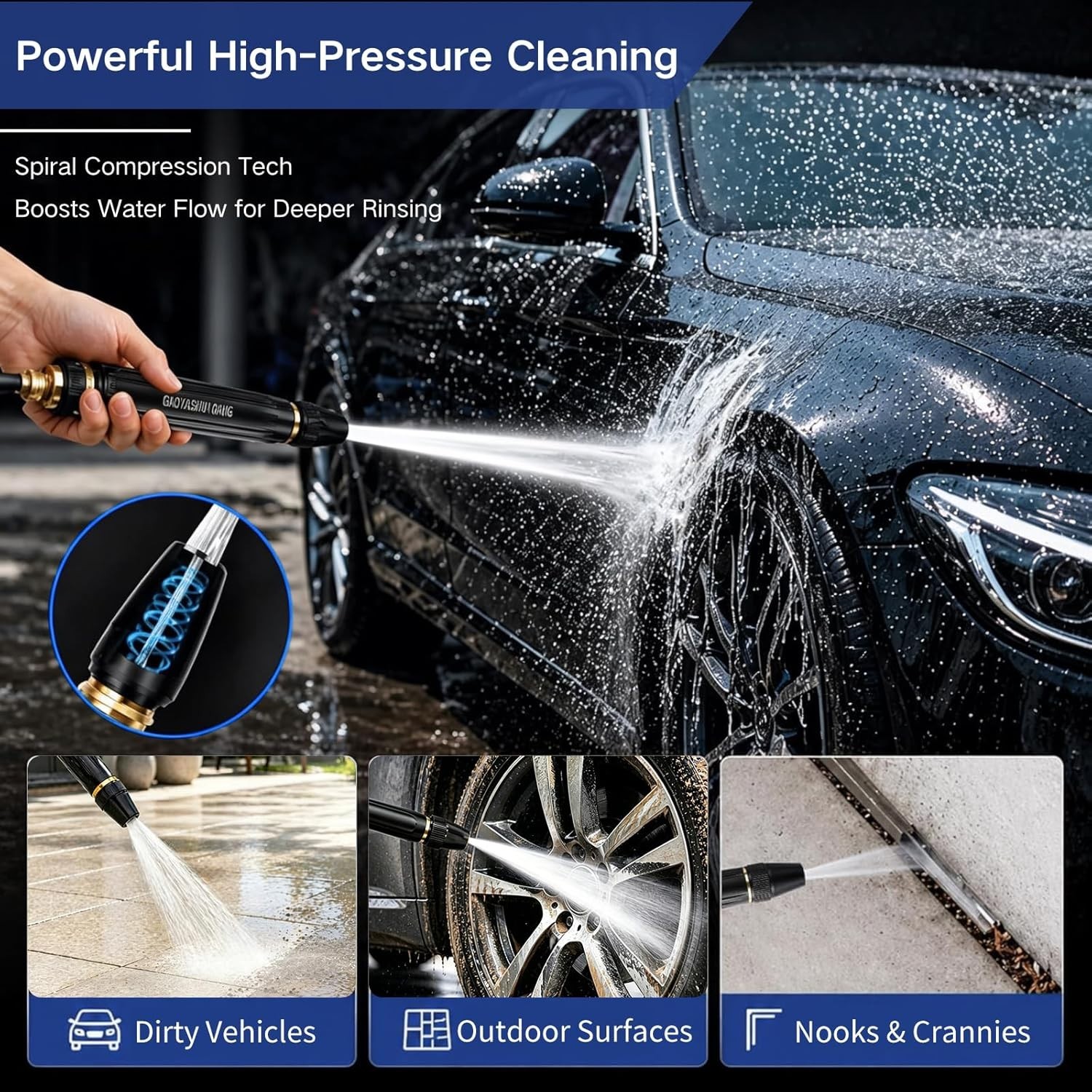 Adjustable 3000PSI Car Wash Water Gun – Durable Aluminum & Multi-Purpose Use
