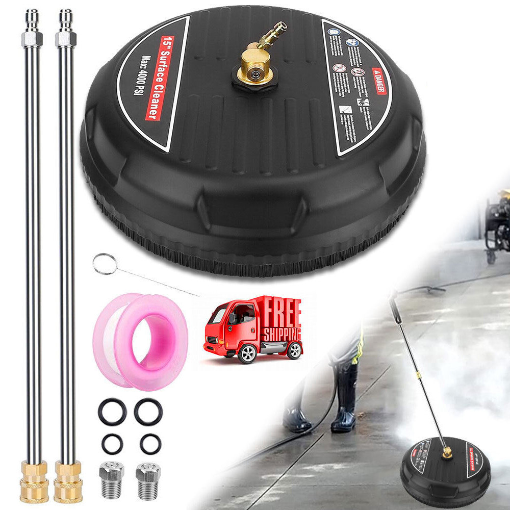 15″ Pressure Flat Washer Surface Cleaner+2 Extension Wand 1/4″ Connector 3600PSI