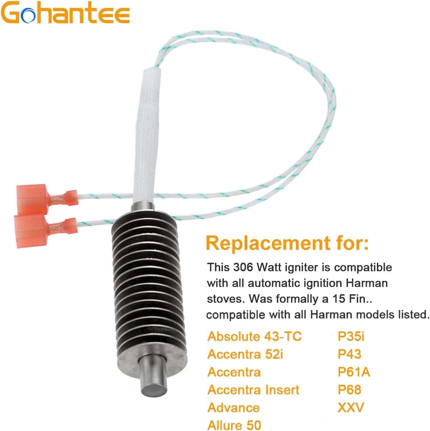 gohantee 15 Fin Igniter Replacement for Harman Pellet Stoves 3-20-677200