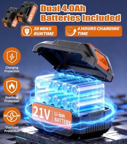 Portable Cordless Washer with 2 Batteries, 6-in-1 Nozzle, 3-Speed Modes, LCD Dis