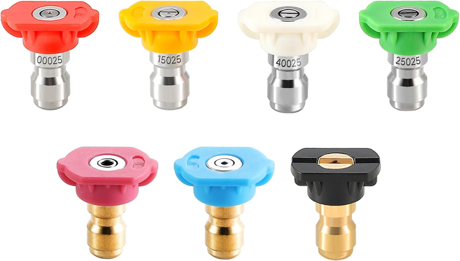 Pressure Washer Tips, Set of 7 Power Washer Nozzle Tips Multiple Degrees, 1/4 In