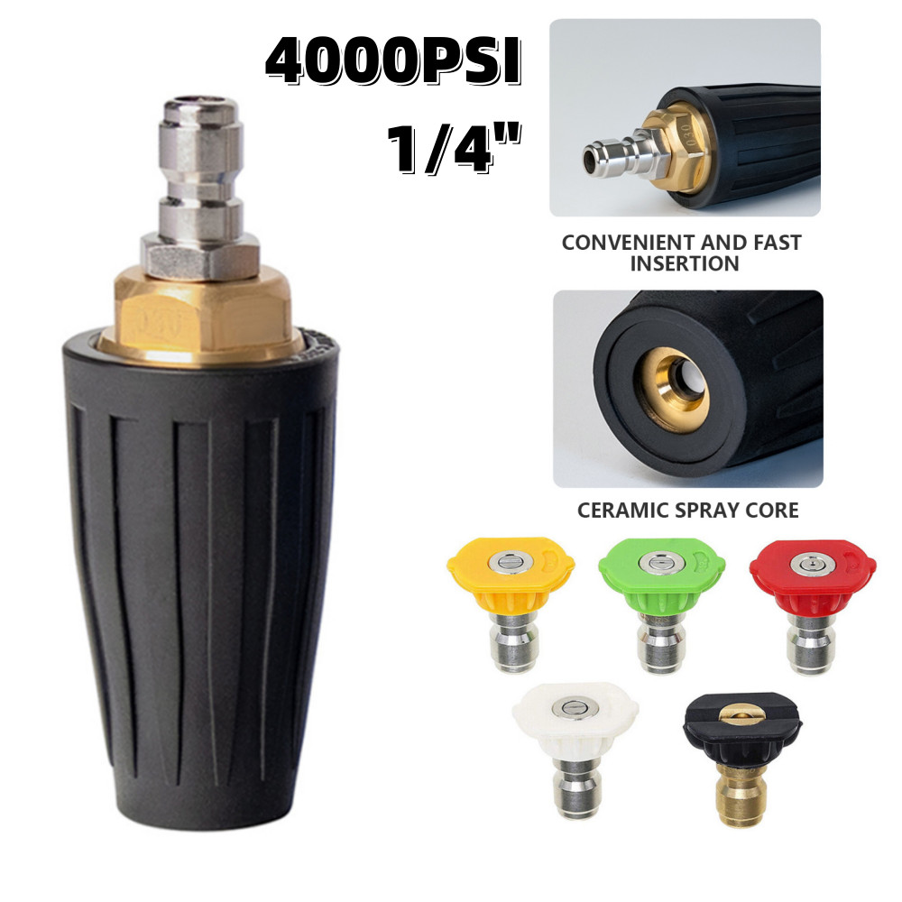 High Pressure 1/4″4000PSI Washer Rotating Turbo Nozzle Spray Tip 2.5-4 GPM Quick