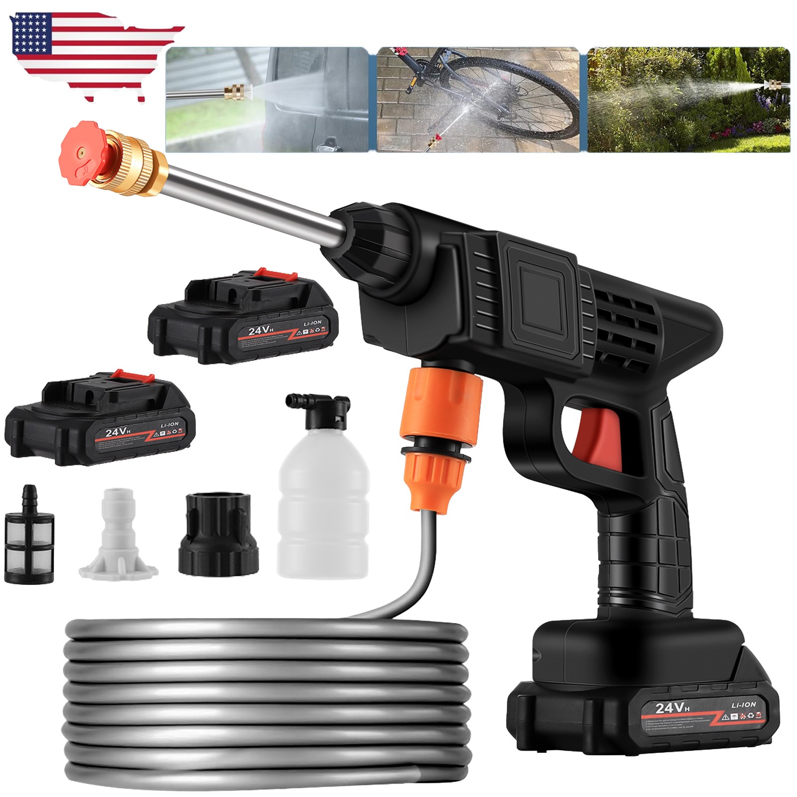 Cordless Portable Electric Water Spray Gun and Hose Car Washer Cleaner Tool 260W