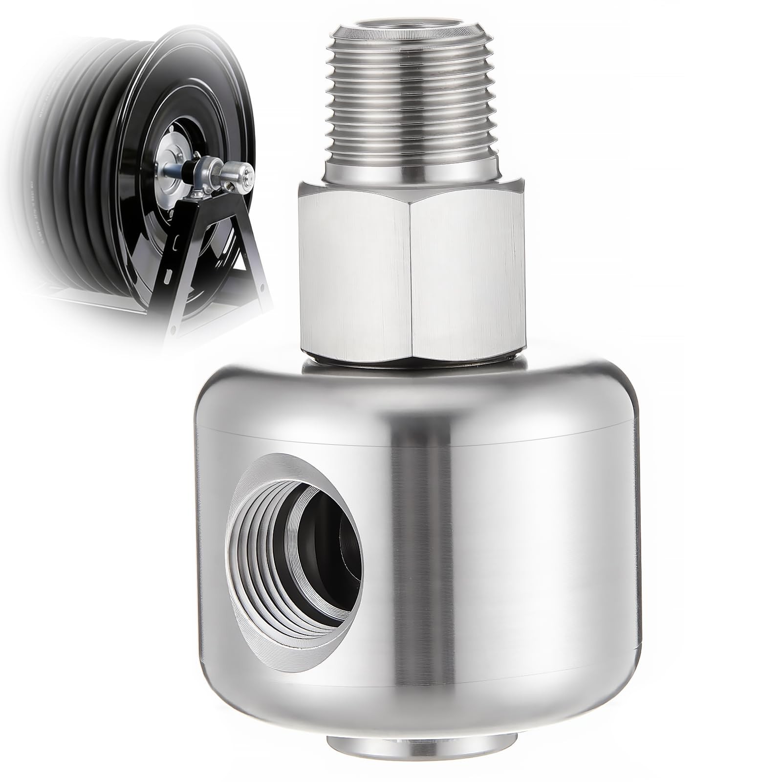 3/8 In NPT Stainless Steel Hose Swivel Male To Female Adapter 3000PSI 1 PCS