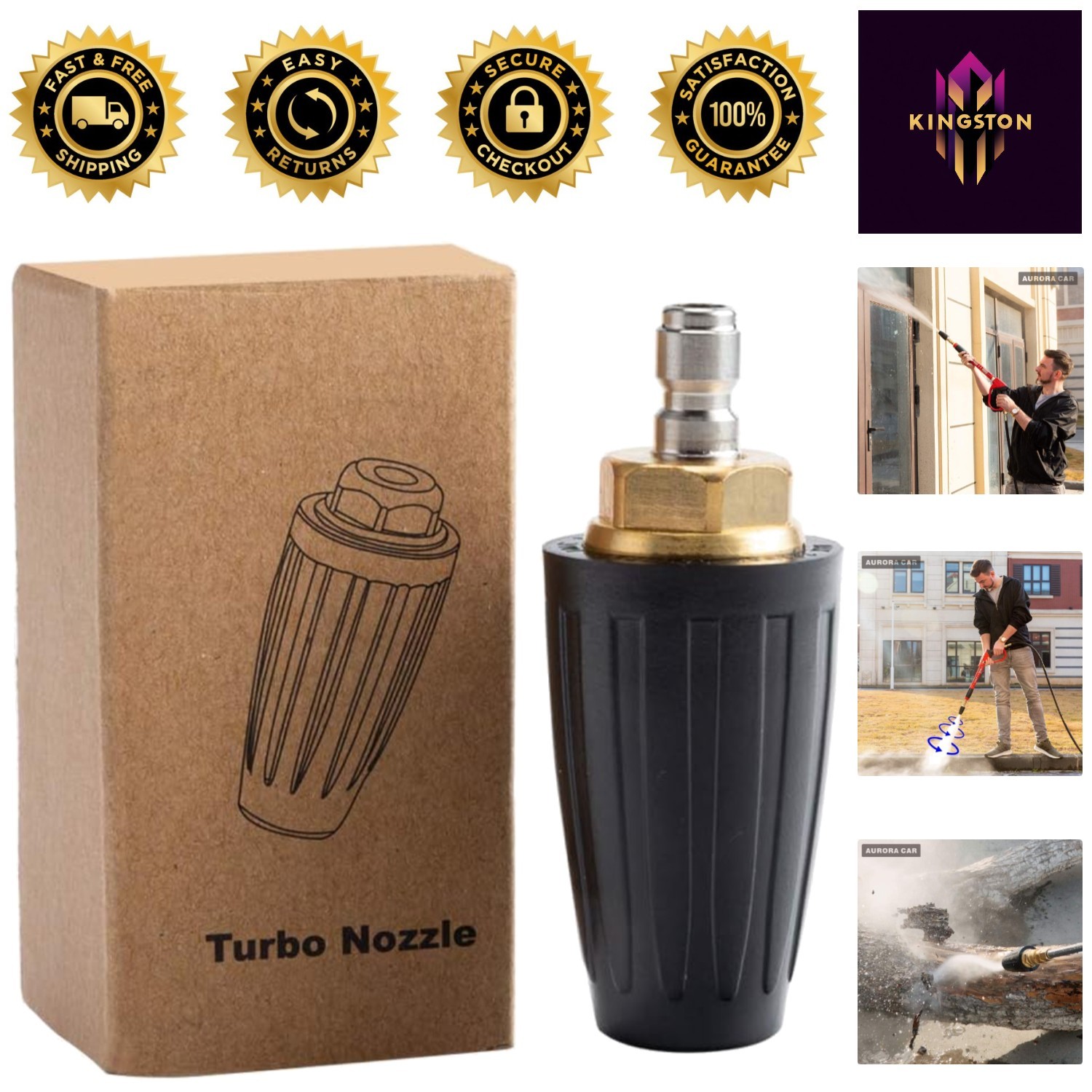 Versatile 1/4” Quick Connect Turbo Nozzle – 4000 PSI for Powerful Cleaning